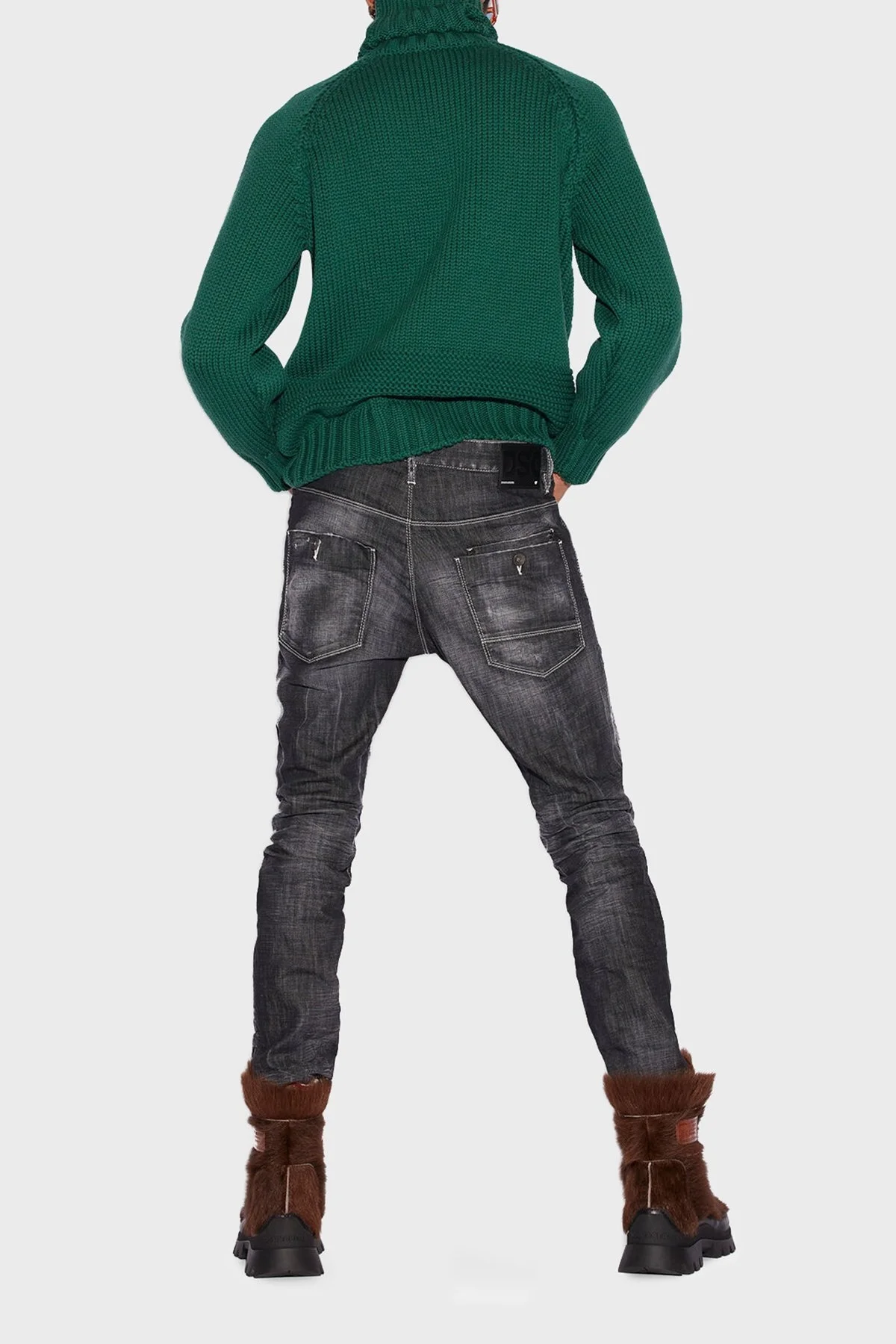 Dsquared2 Streç Pamuklu Düşük Bel Skinny Skater Jeans Erkek Kot Pantolon S71LB1088 S30357 900 SİYAH - 2