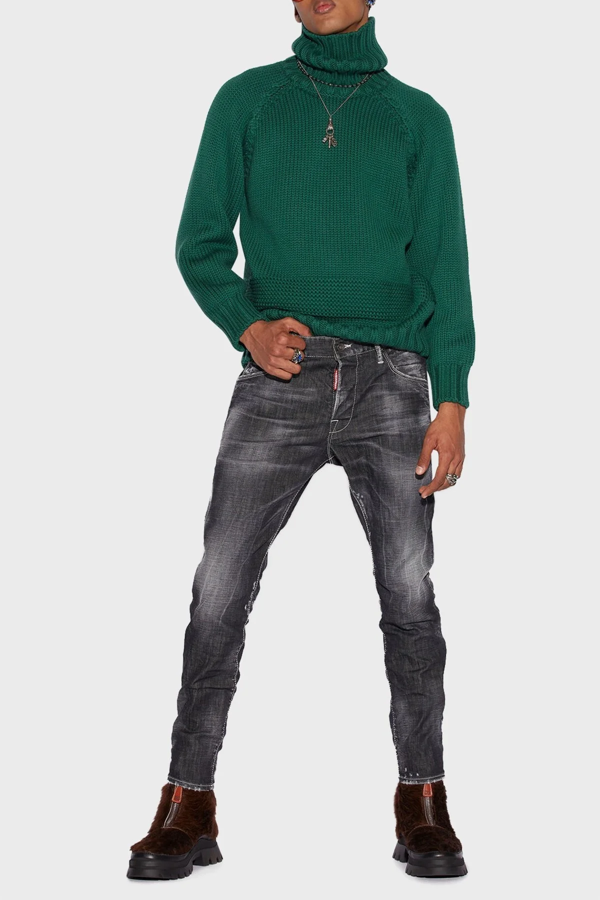 Dsquared2 Streç Pamuklu Düşük Bel Skinny Skater Jeans Erkek Kot Pantolon S71LB1088 S30357 900 SİYAH - 3