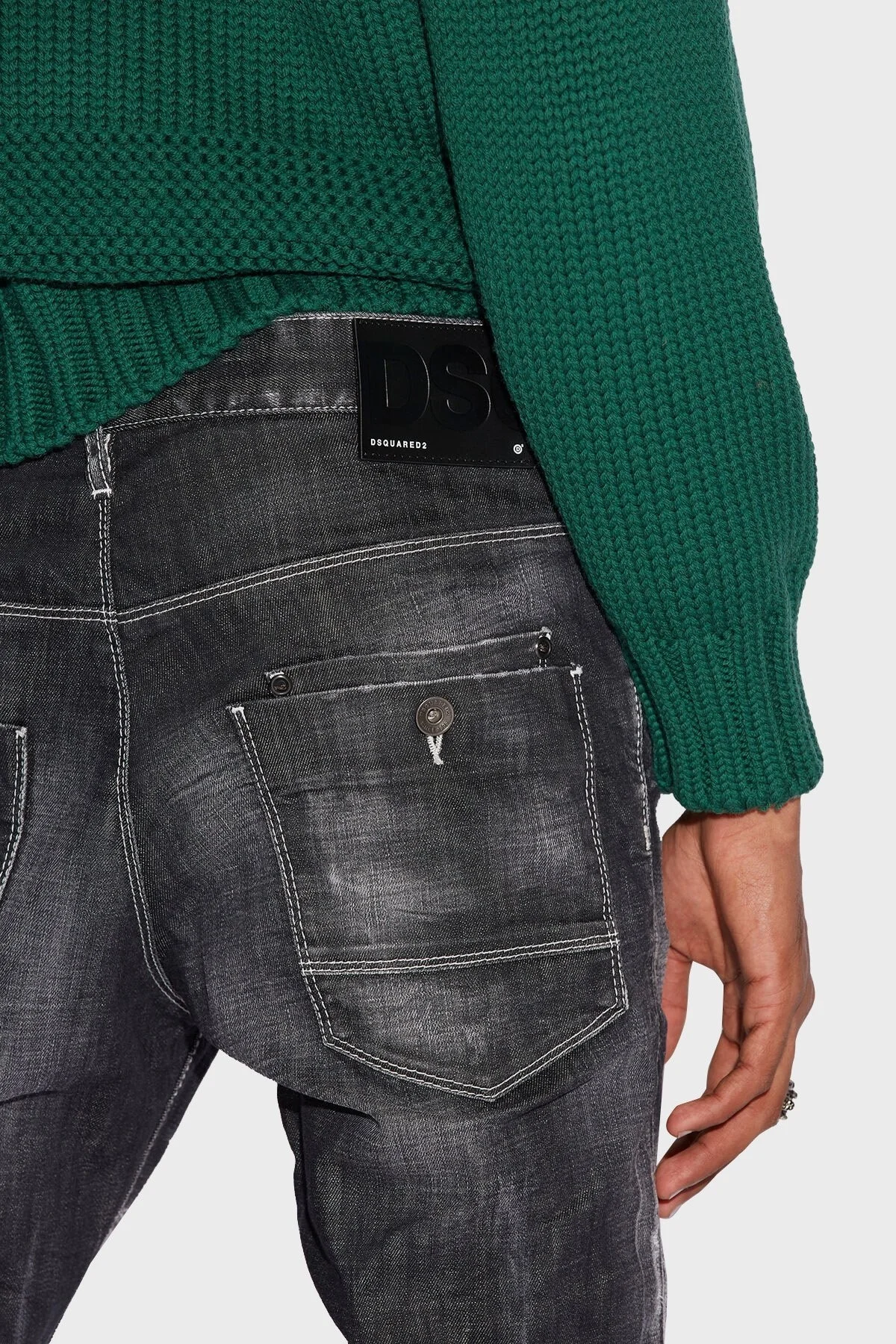 Dsquared2 Streç Pamuklu Düşük Bel Skinny Skater Jeans Erkek Kot Pantolon S71LB1088 S30357 900 SİYAH - 5