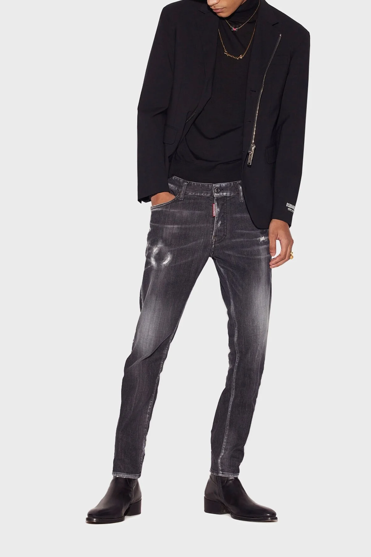 Dsquared2 Streç Pamuklu Düşük Bel Skinny Skater Jeans Erkek Kot Pantolon S74LB1180 S30503 900 SİYAH - 1