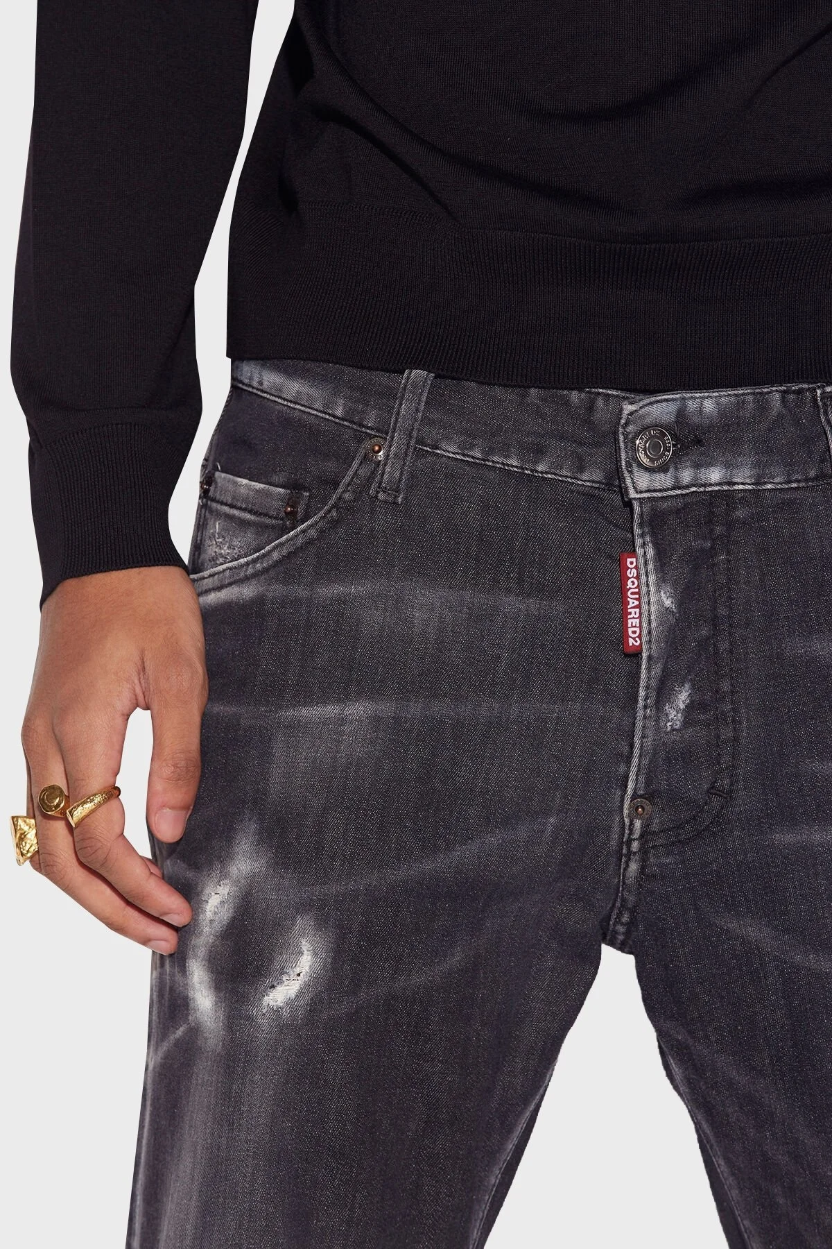 Dsquared2 Streç Pamuklu Düşük Bel Skinny Skater Jeans Erkek Kot Pantolon S74LB1180 S30503 900 SİYAH - 2