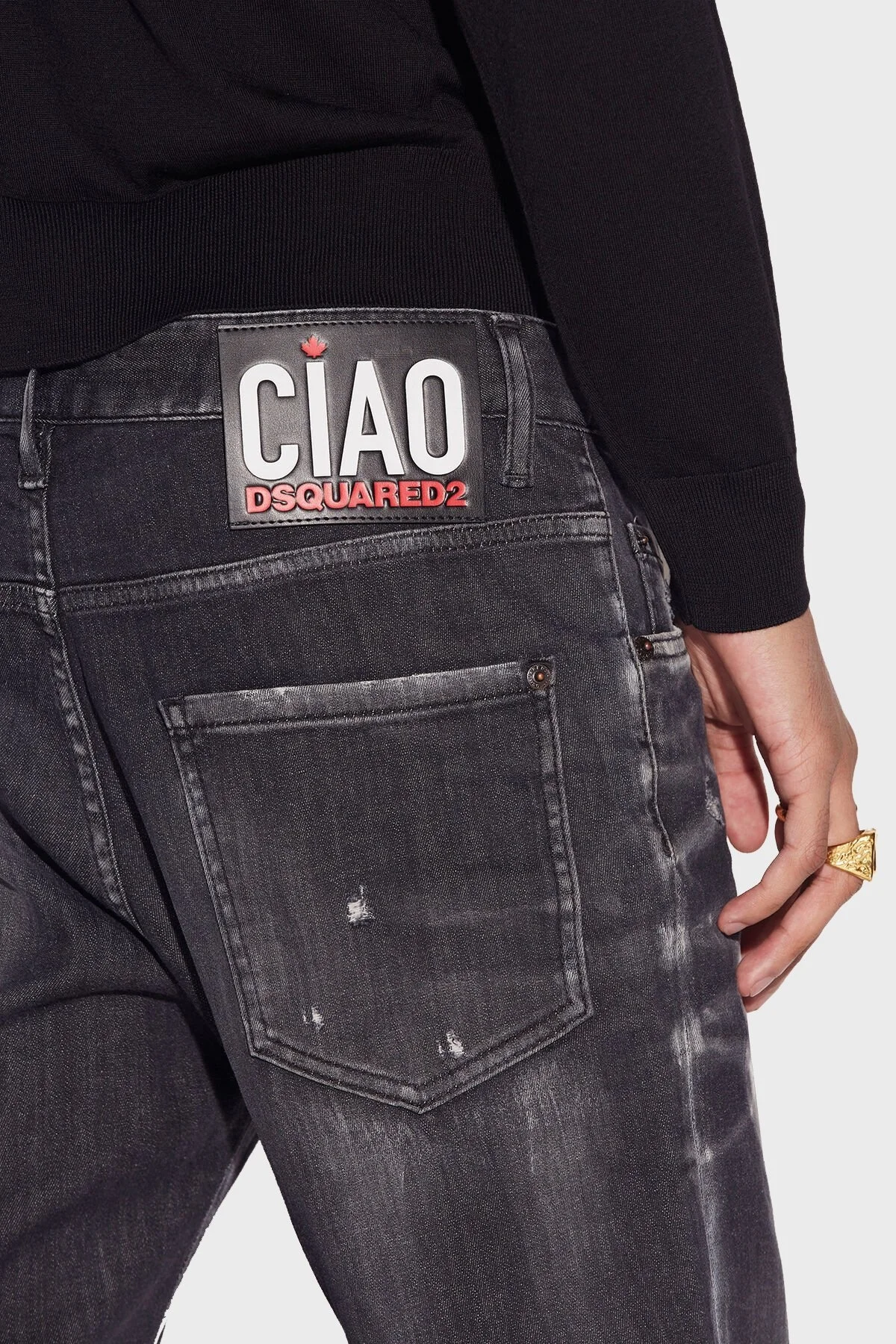 Dsquared2 Streç Pamuklu Düşük Bel Skinny Skater Jeans Erkek Kot Pantolon S74LB1180 S30503 900 SİYAH - 5