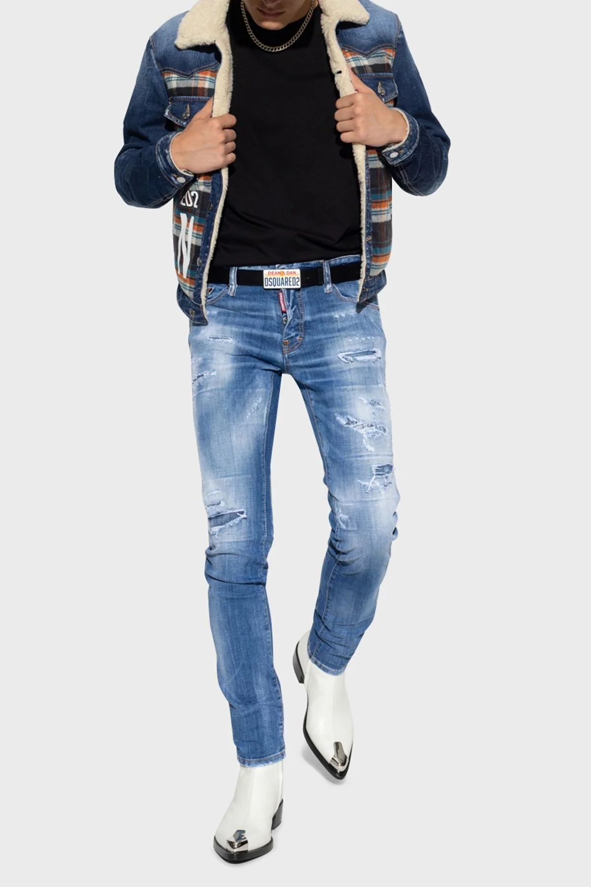 Dsquared2 Streç Pamuklu Normal Bel Dar Paça Slim Jeans Erkek Kot Pantolon S71LB1123 S30342 470 LACİVERT - 2