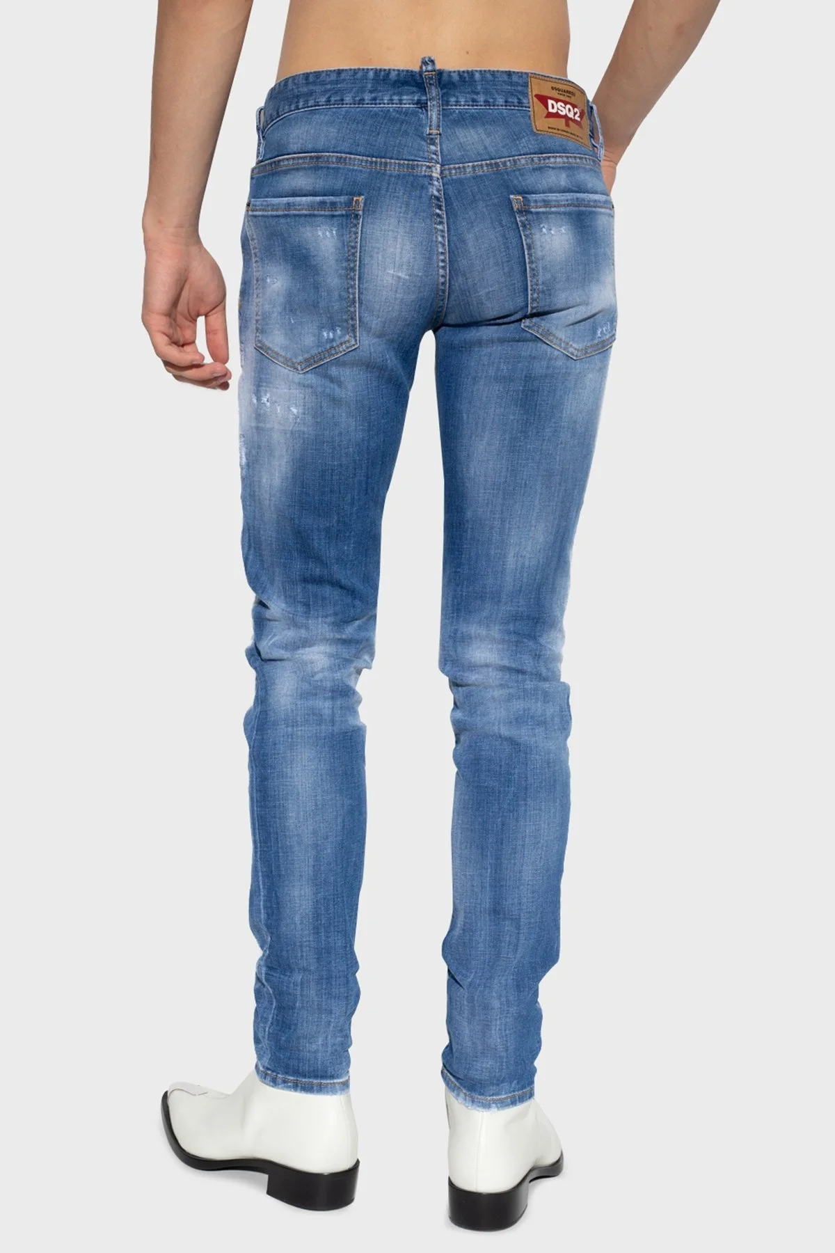 Dsquared2 Streç Pamuklu Normal Bel Dar Paça Slim Jeans Erkek Kot Pantolon S71LB1123 S30342 470 LACİVERT - 3