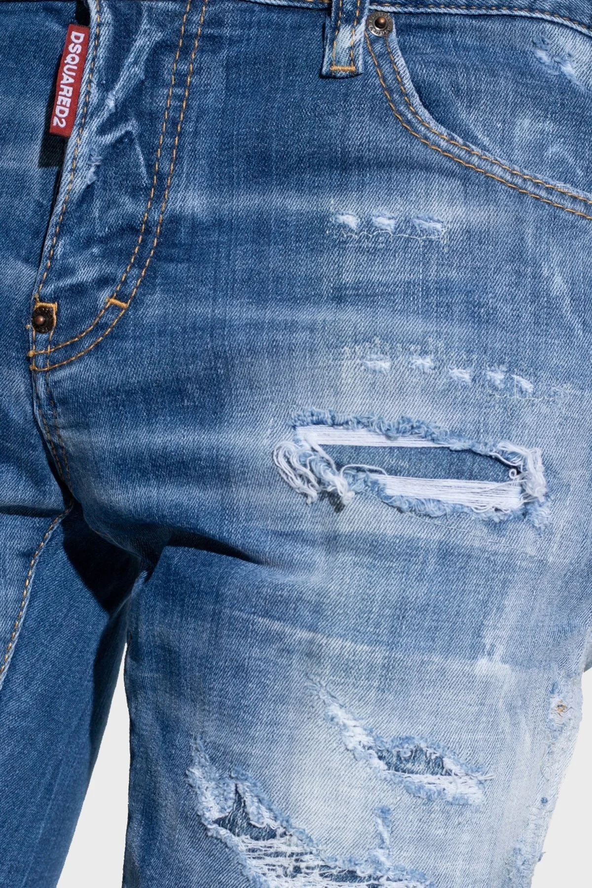 Dsquared2 Streç Pamuklu Normal Bel Dar Paça Slim Jeans Erkek Kot Pantolon S71LB1123 S30342 470 LACİVERT - 4