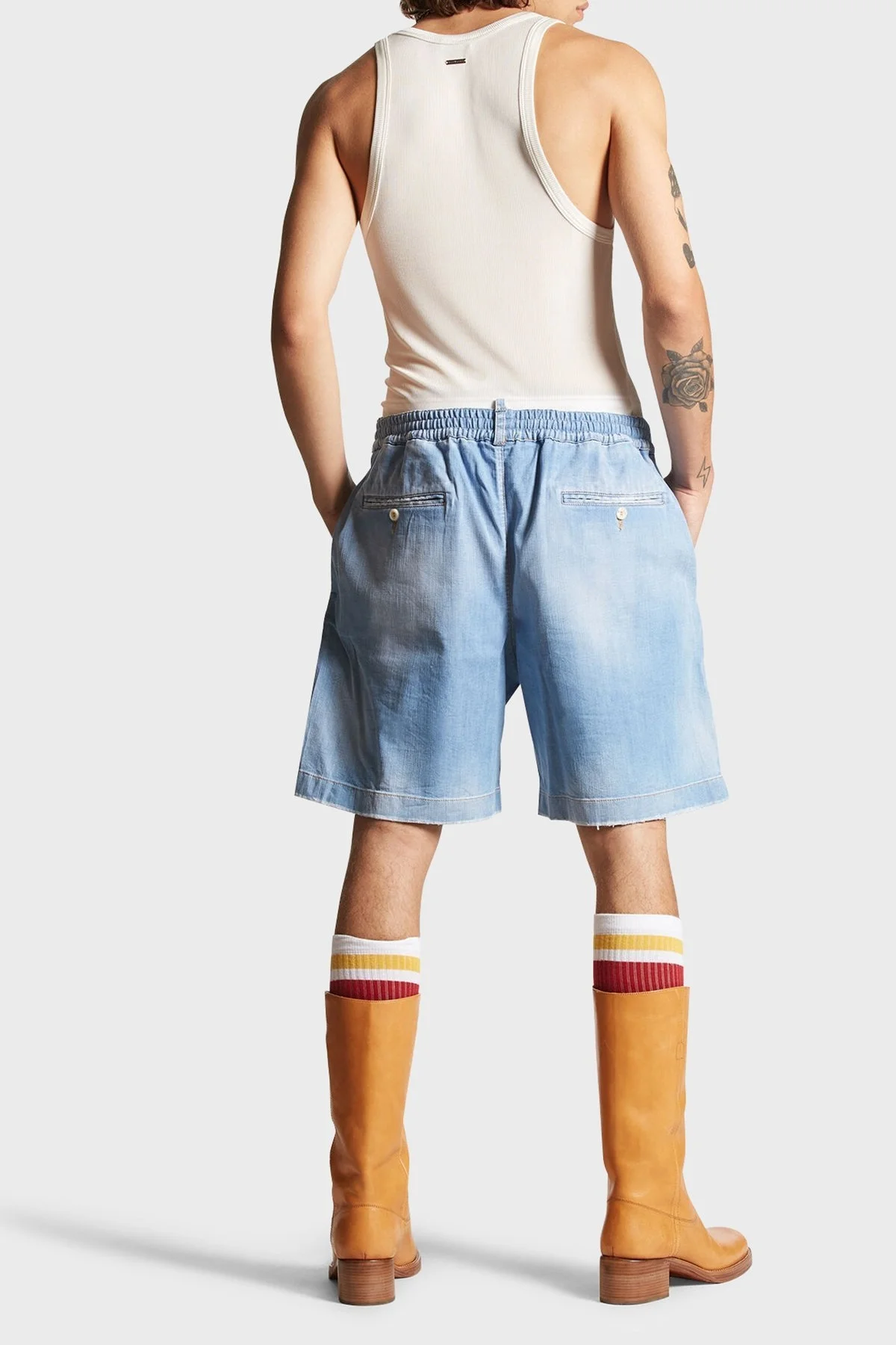 Dsquared2 Streç Pamuklu Oversize Fit Normal Bel Geniş Paça Erkek Short S74MU0823 S30341 470 MAVİ - 7