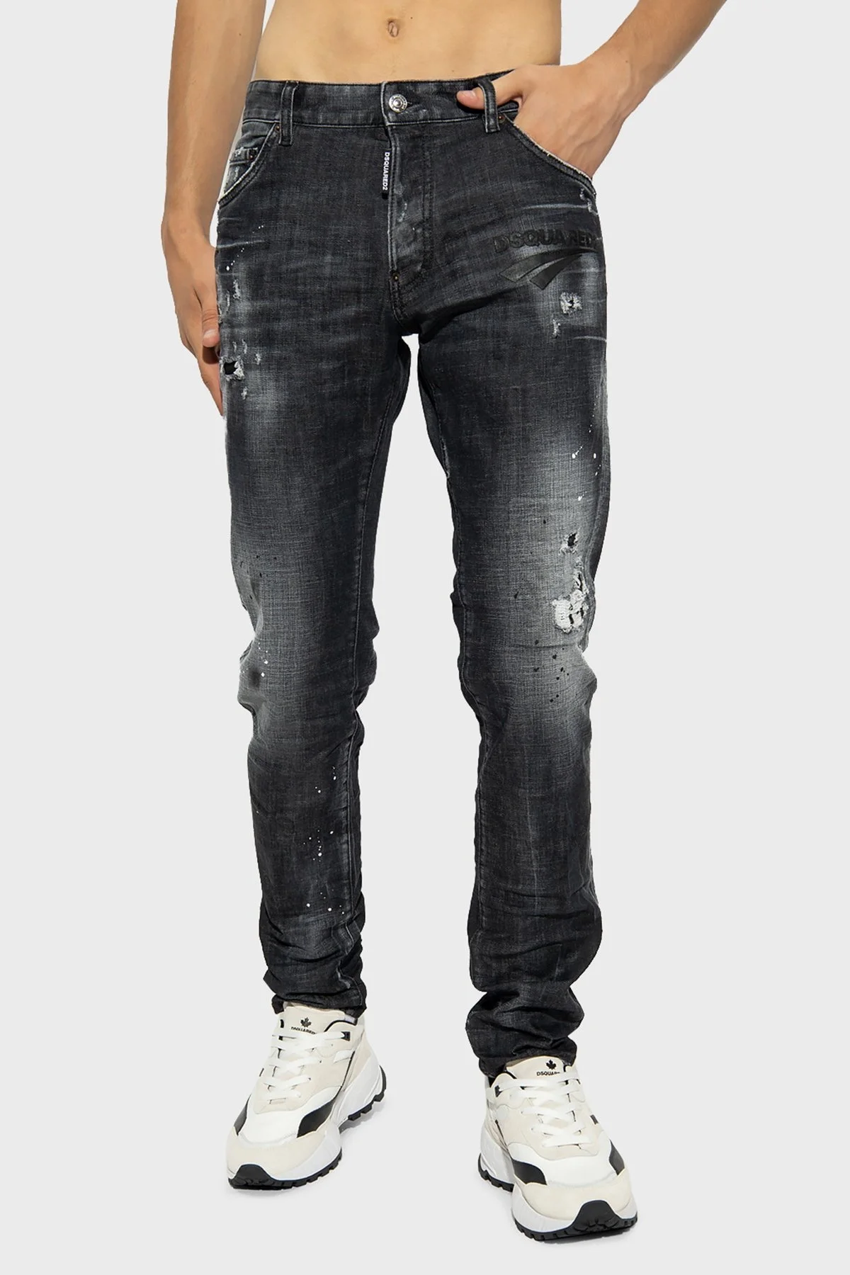 Dsquared2 Streç Pamuklu Regular Fit Dar Paça Cool Guy Jeans Erkek Kot Pantolon S74LB1203 S30357 900 SİYAH - 1