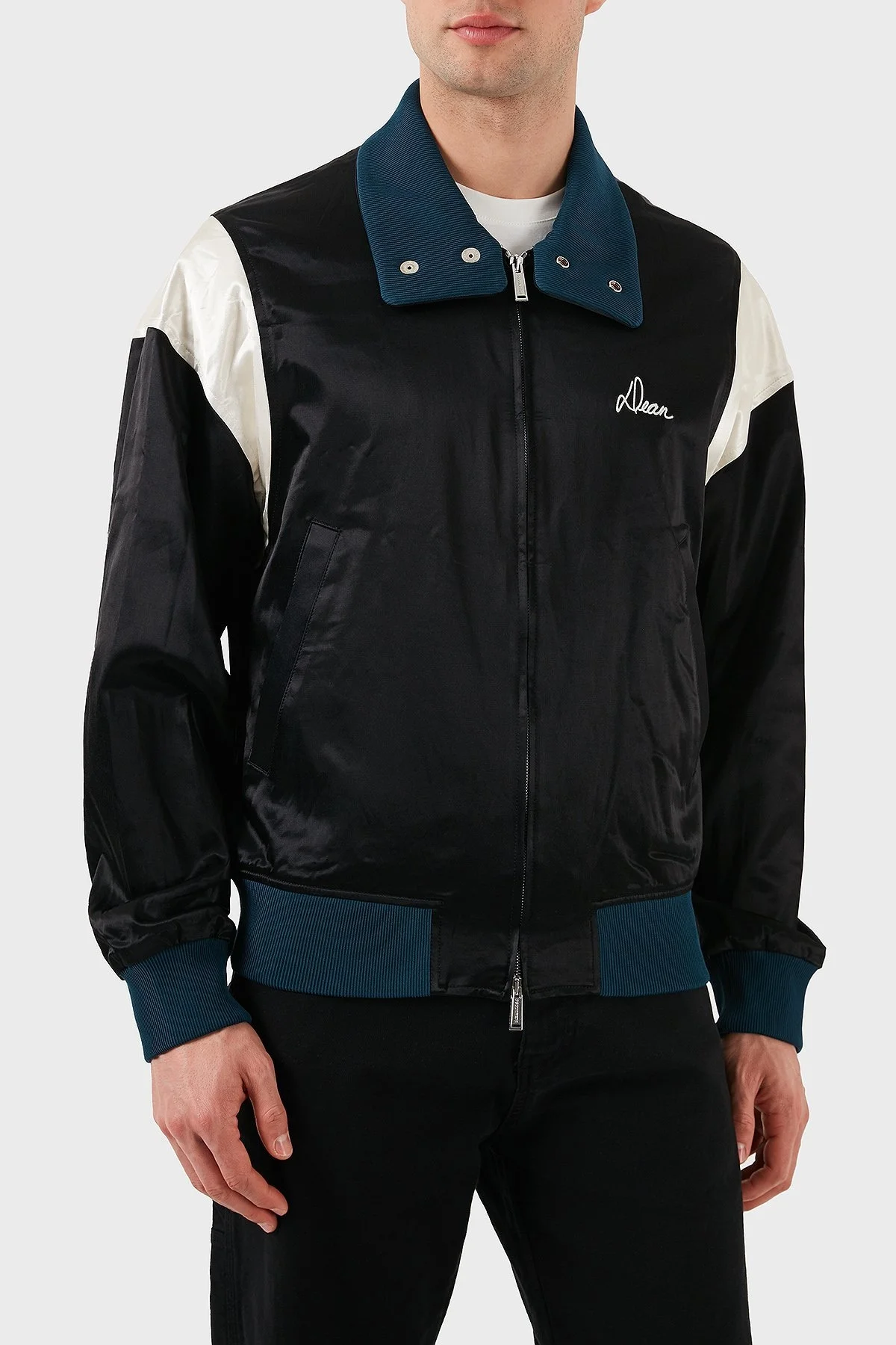 Dsquared2 Streç Pamuklu Regular Fit Dik Yaka Renk Bloklu Erkek Ceket S74AM1457 S78101 900 SİYAH - 8