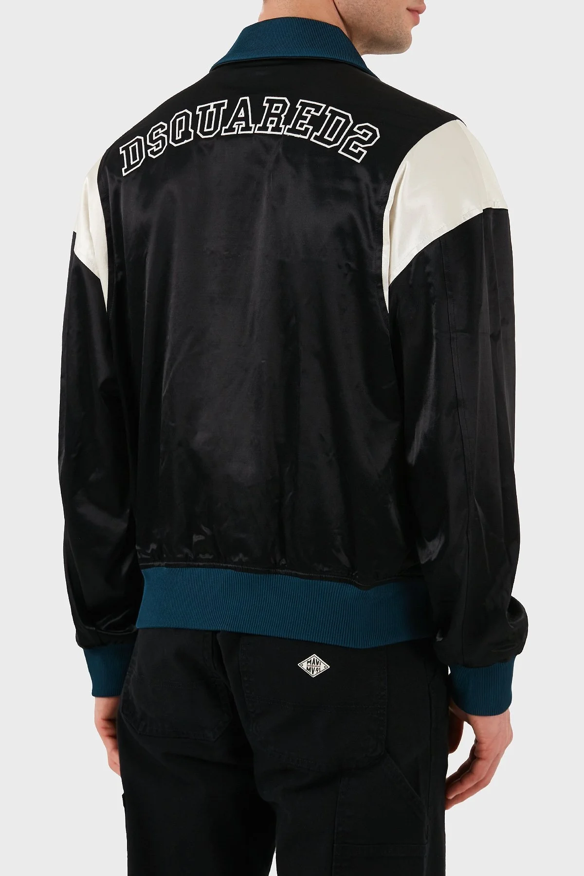 Dsquared2 Streç Pamuklu Regular Fit Dik Yaka Renk Bloklu Erkek Ceket S74AM1457 S78101 900 SİYAH - 9