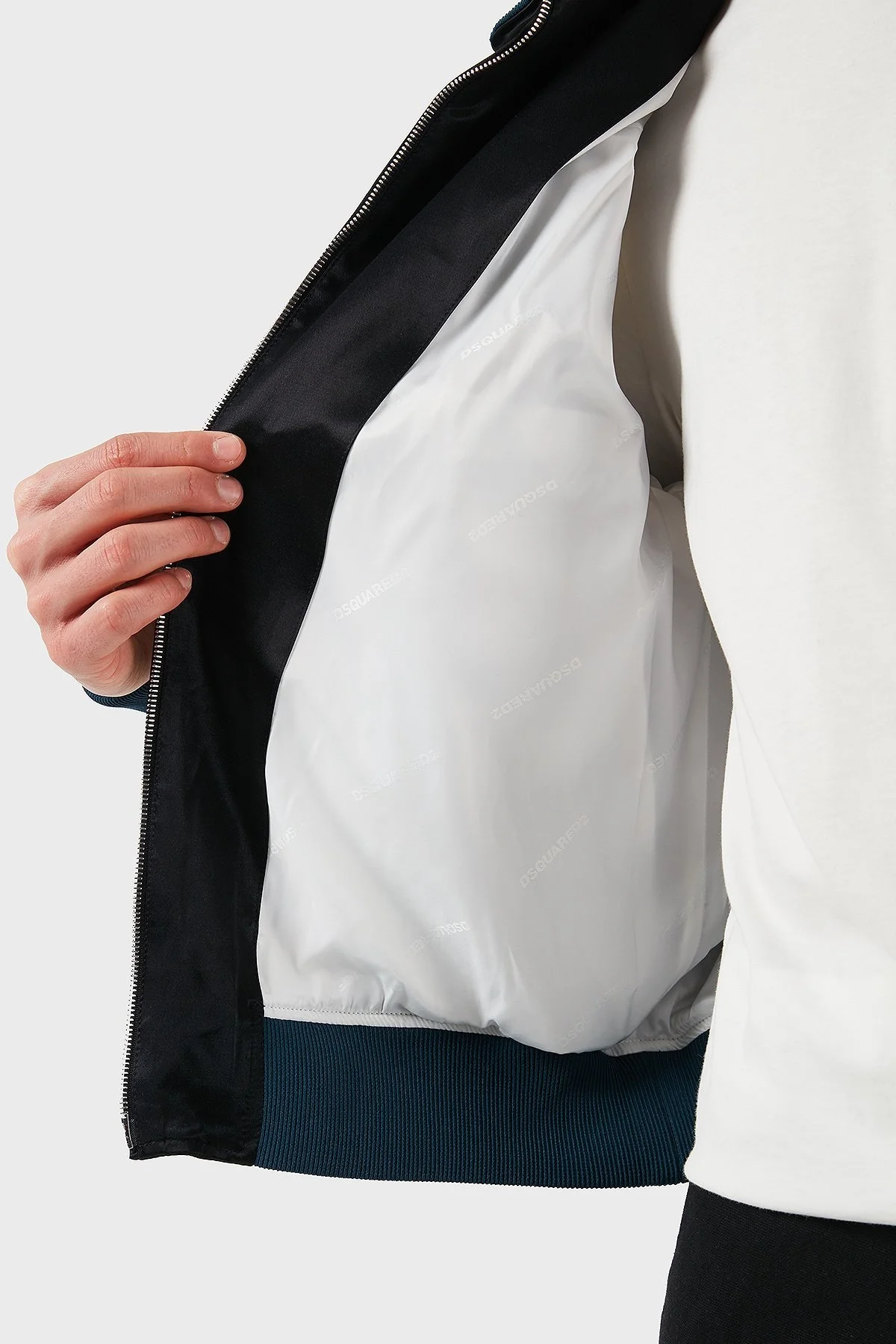 Dsquared2 Streç Pamuklu Regular Fit Dik Yaka Renk Bloklu Erkek Ceket S74AM1457 S78101 900 SİYAH - 10