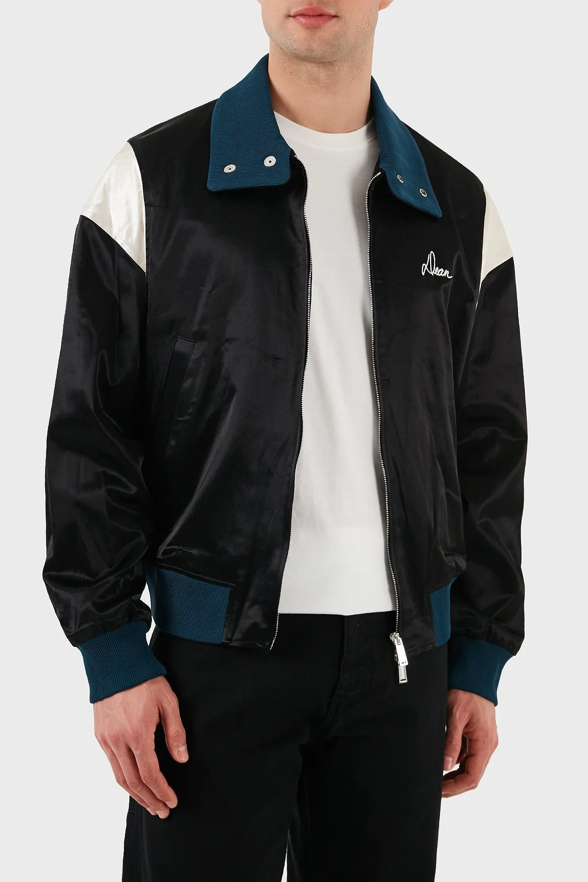 Dsquared2 Streç Pamuklu Regular Fit Dik Yaka Renk Bloklu Erkek Ceket S74AM1457 S78101 900 SİYAH - 12