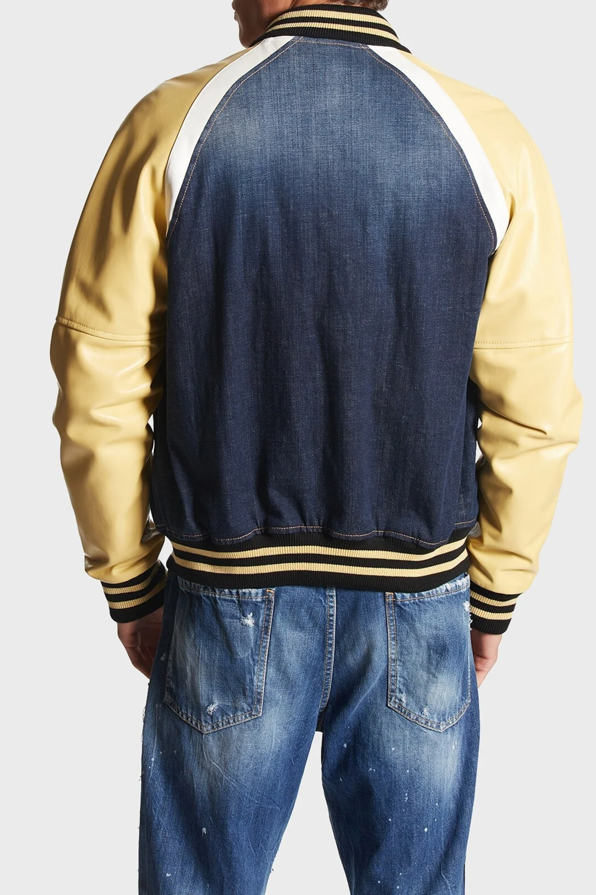 Dsquared2 Streç Pamuklu Regular Fit Kolej Yaka Bomber Erkek Ceket S74AM1451 S30664 470 LACİVERT - 10