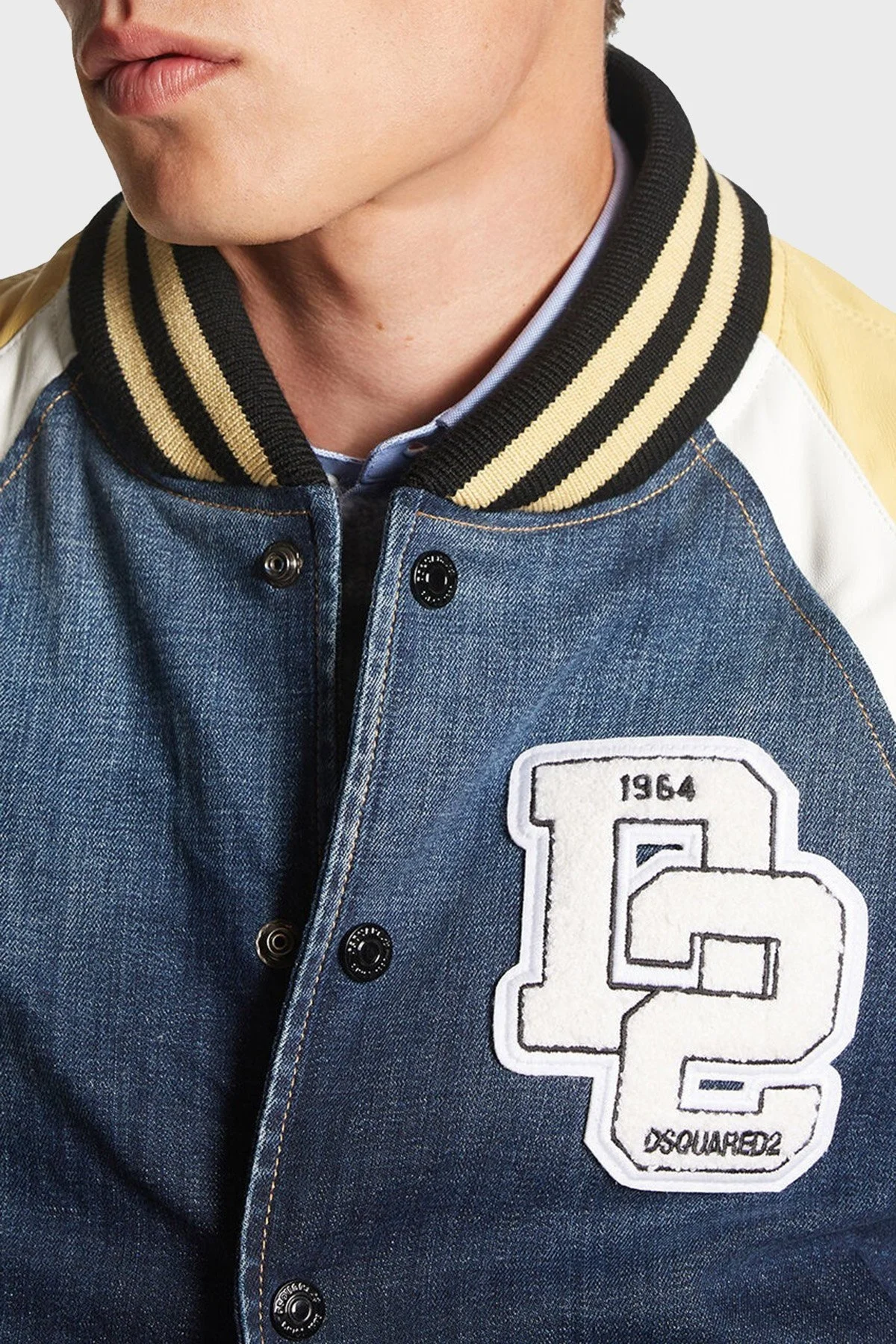 Dsquared2 Streç Pamuklu Regular Fit Kolej Yaka Bomber Erkek Ceket S74AM1451 S30664 470 LACİVERT - 12