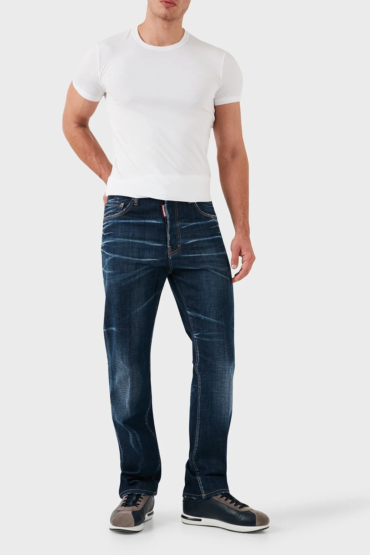 Dsquared2 Streç Pamuklu Regular Fit Normal Bel Boru Paça Jeans Erkek Kot Pantolon S74LB1422 S30342 470 LACİVERT - 10