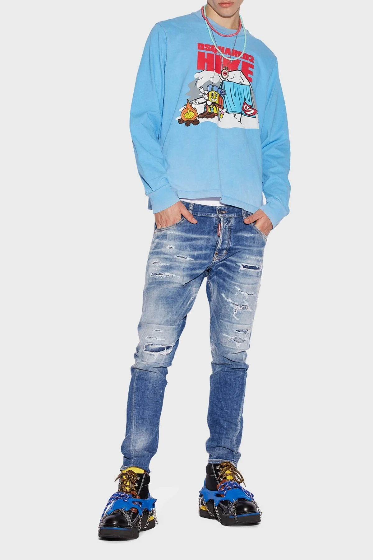 Dsquared2 Streç Pamuklu Sexy Twist Slim Fit Jeans Erkek Kot Pantolon S71LB1122 S30342 470 LACİVERT - 3