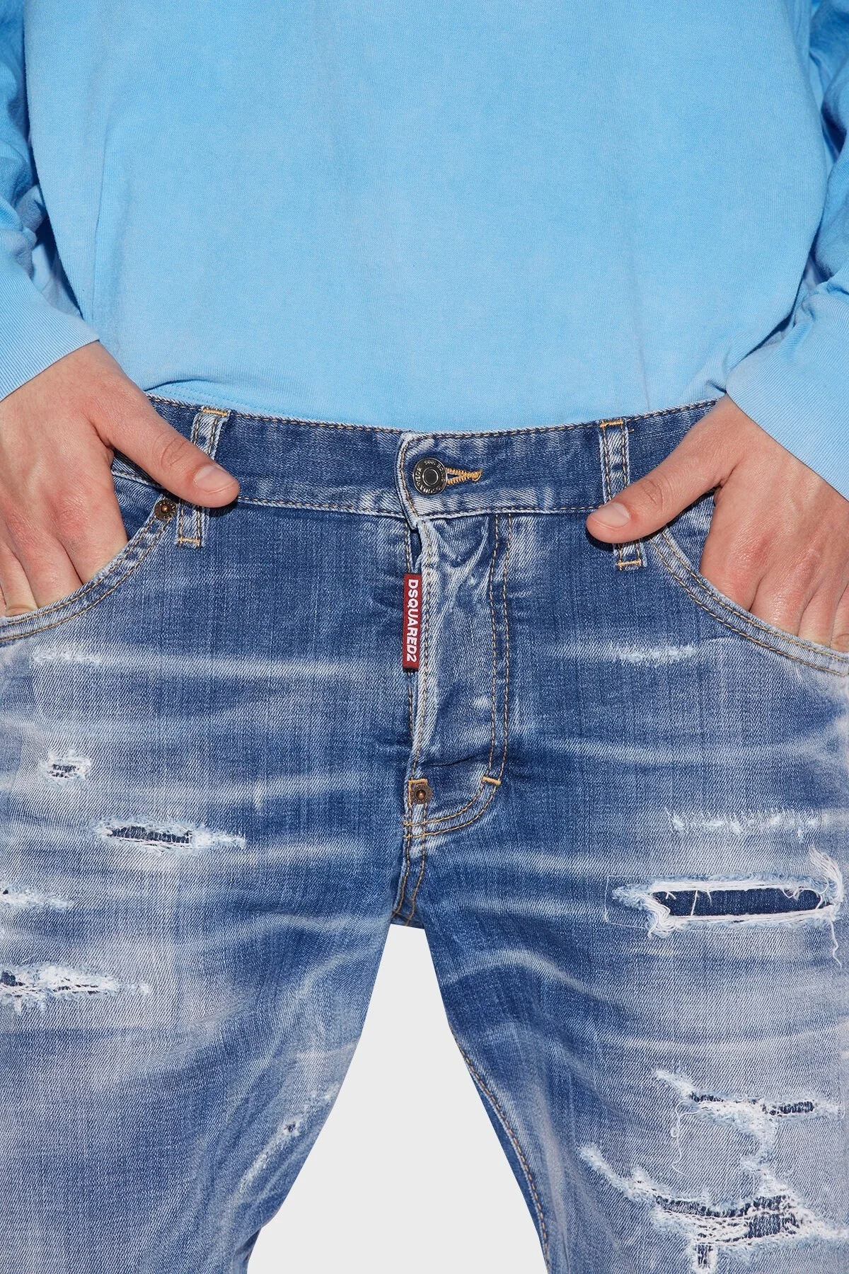 Dsquared2 Streç Pamuklu Sexy Twist Slim Fit Jeans Erkek Kot Pantolon S71LB1122 S30342 470 LACİVERT - 4