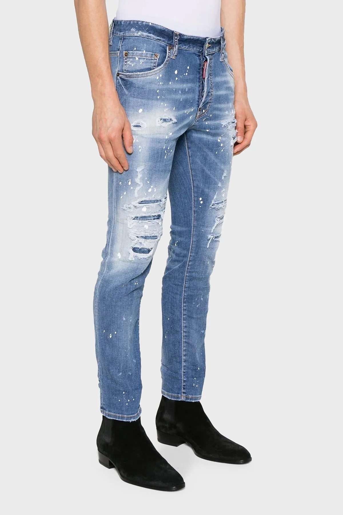 Dsquared2 Streç Pamuklu Skinny Fit Jeans Erkek Kot Pantolon S71LB1362 S30789 470 LACİVERT - 3