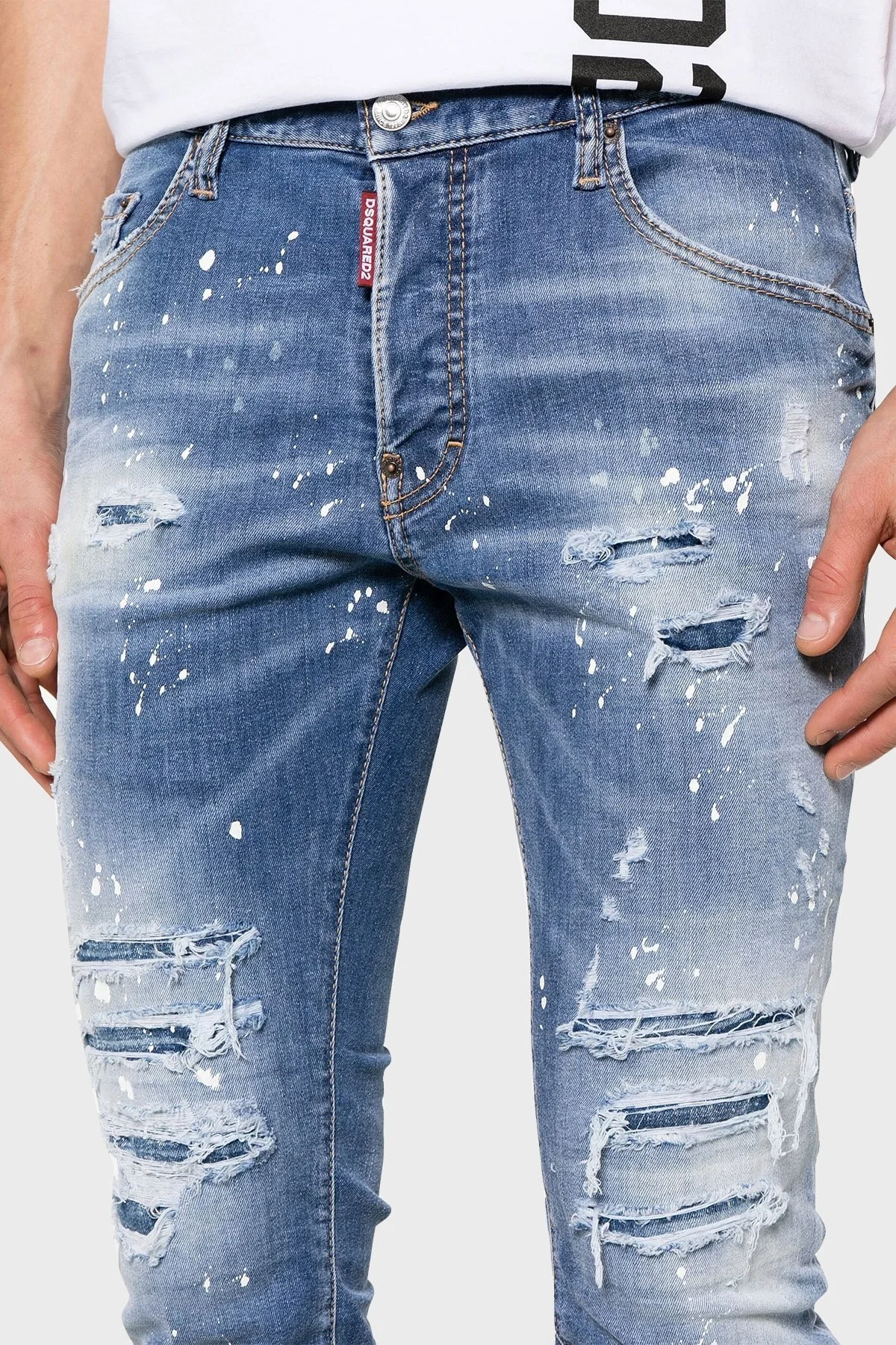 Dsquared2 Streç Pamuklu Skinny Fit Jeans Erkek Kot Pantolon S71LB1362 S30789 470 LACİVERT - 4