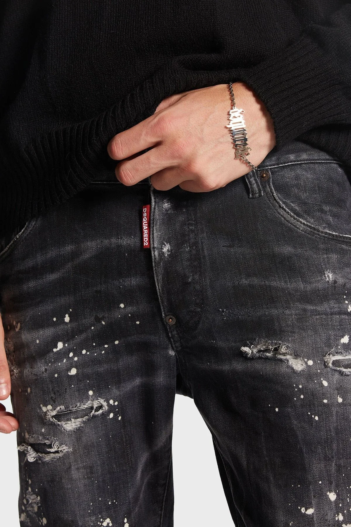 Dsquared2 Streç Pamuklu Skinny Fit Jeans Erkek Kot Pantolon S74LB1430 S30503 900 SİYAH - 3