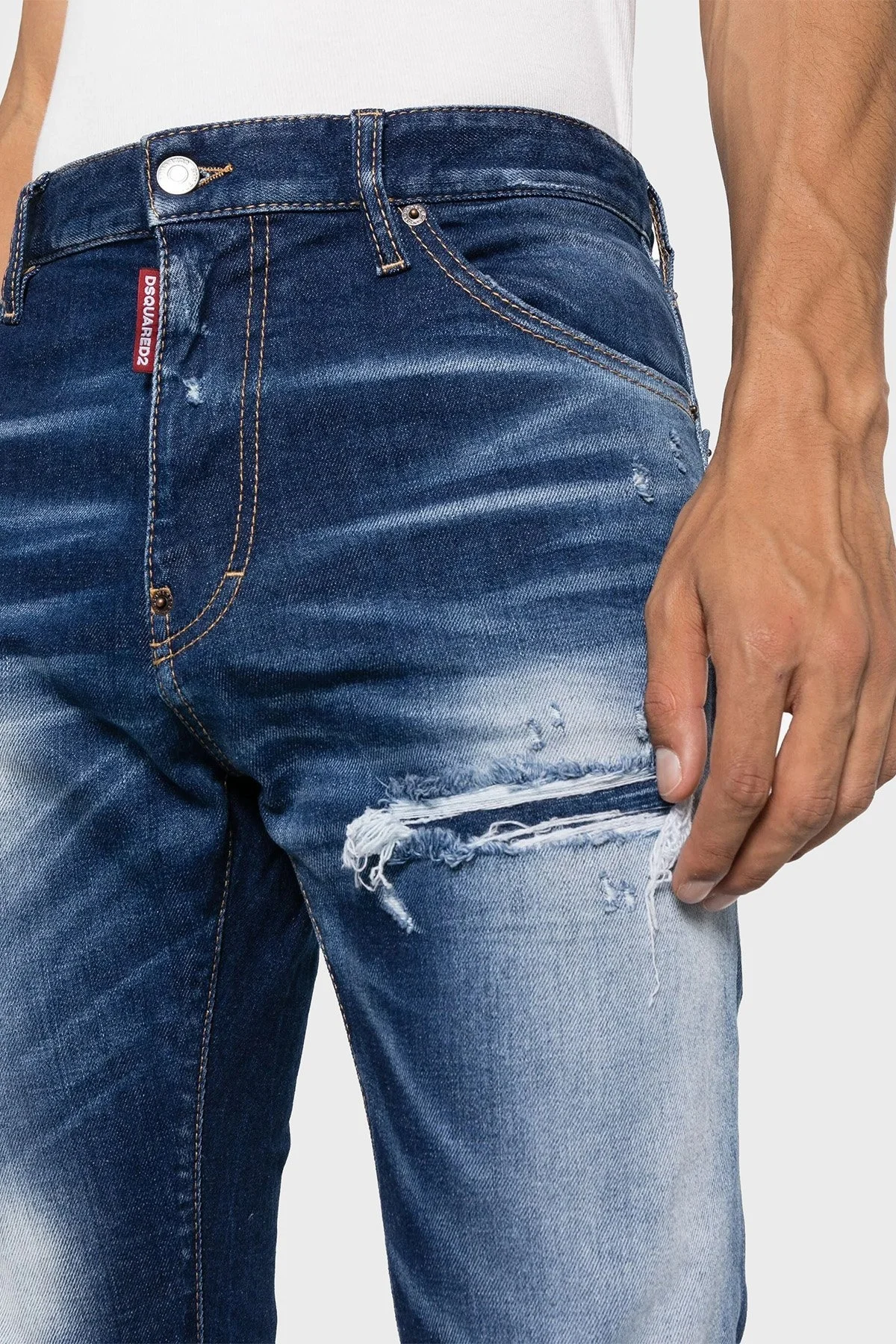 Dsquared2 Streç Pamuklu Skinny Fit Jeans Erkek Kot Pantolon S74LB1452 S30663 470 LACİVERT - 3