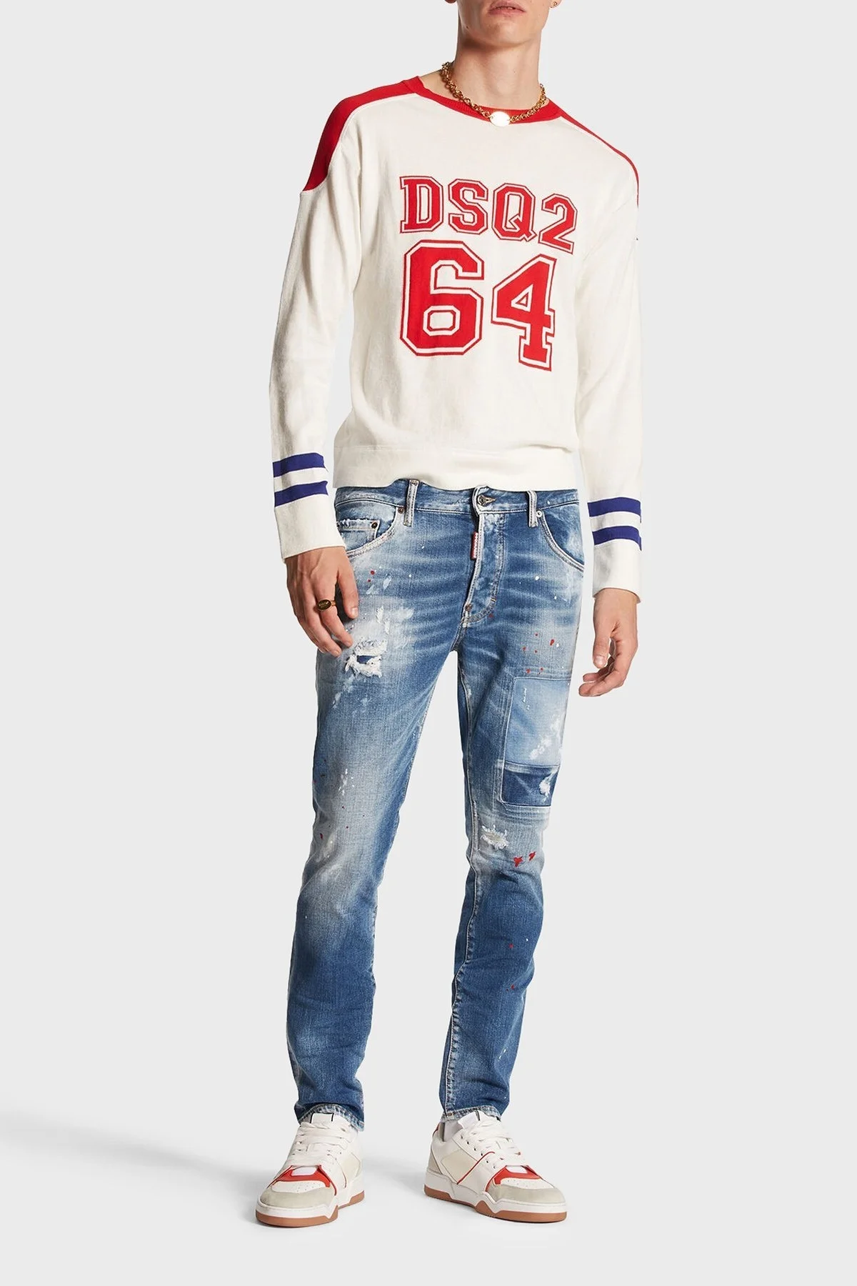 Dsquared2 Streç Pamuklu Skinny Fit Jeans Erkek Kot Pantolon S74LB1456 S30663 470 LACİVERT - 1