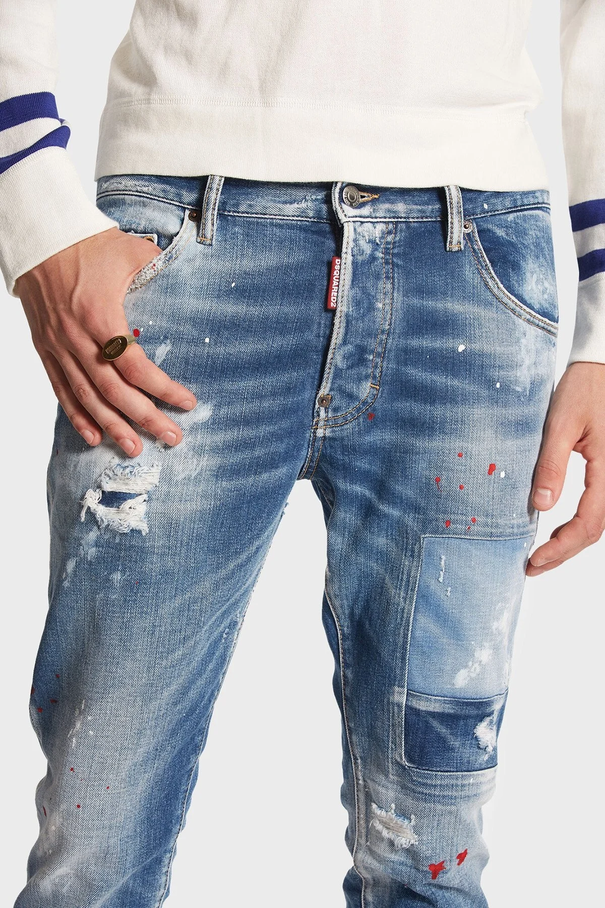 Dsquared2 Streç Pamuklu Skinny Fit Jeans Erkek Kot Pantolon S74LB1456 S30663 470 LACİVERT - 3