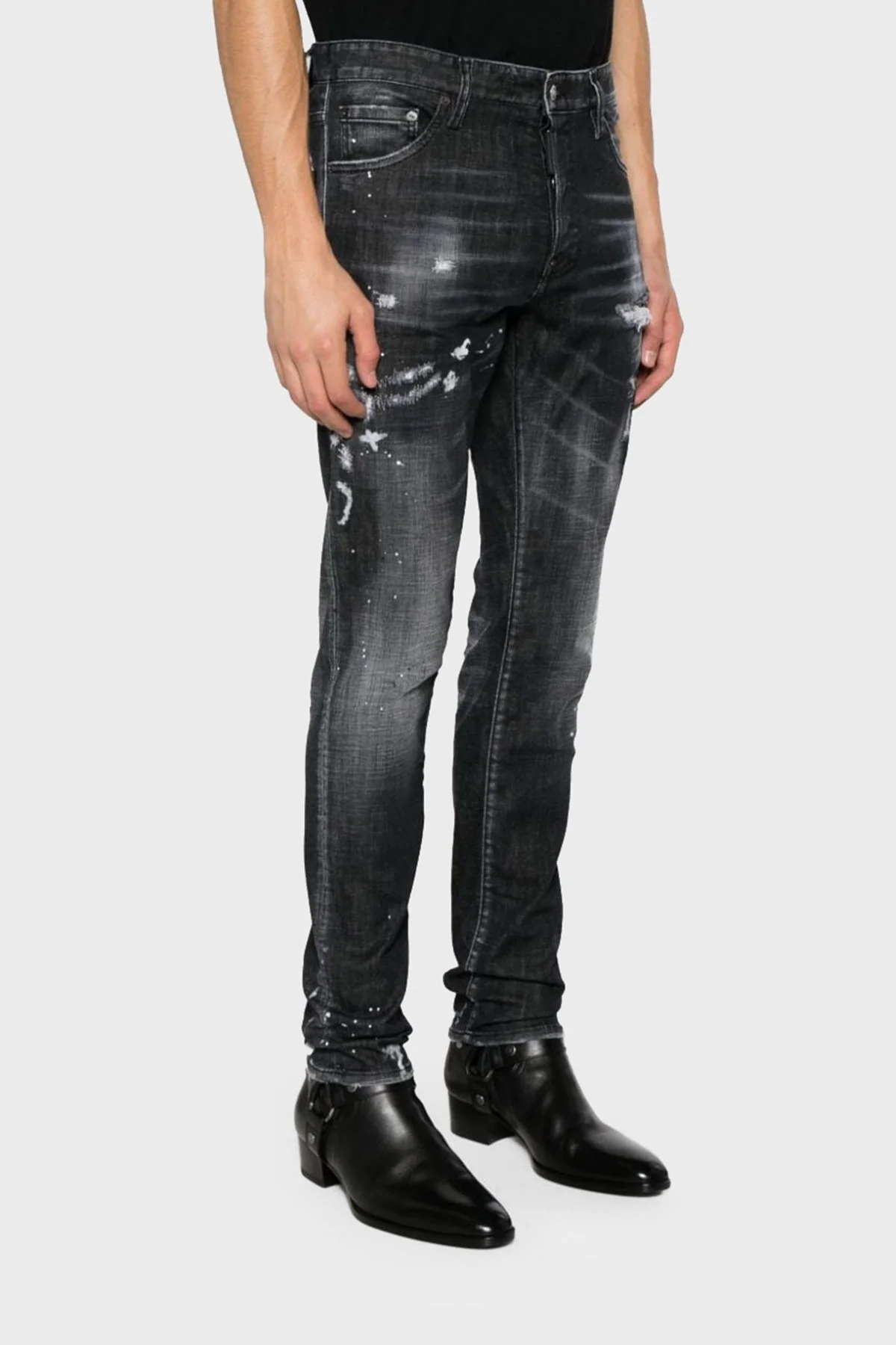 Dsquared2 Streç pamuklu Skinny Fit Jeans Erkek Kot Pantolon S74LB1480 S30357 900 SİYAH - 3