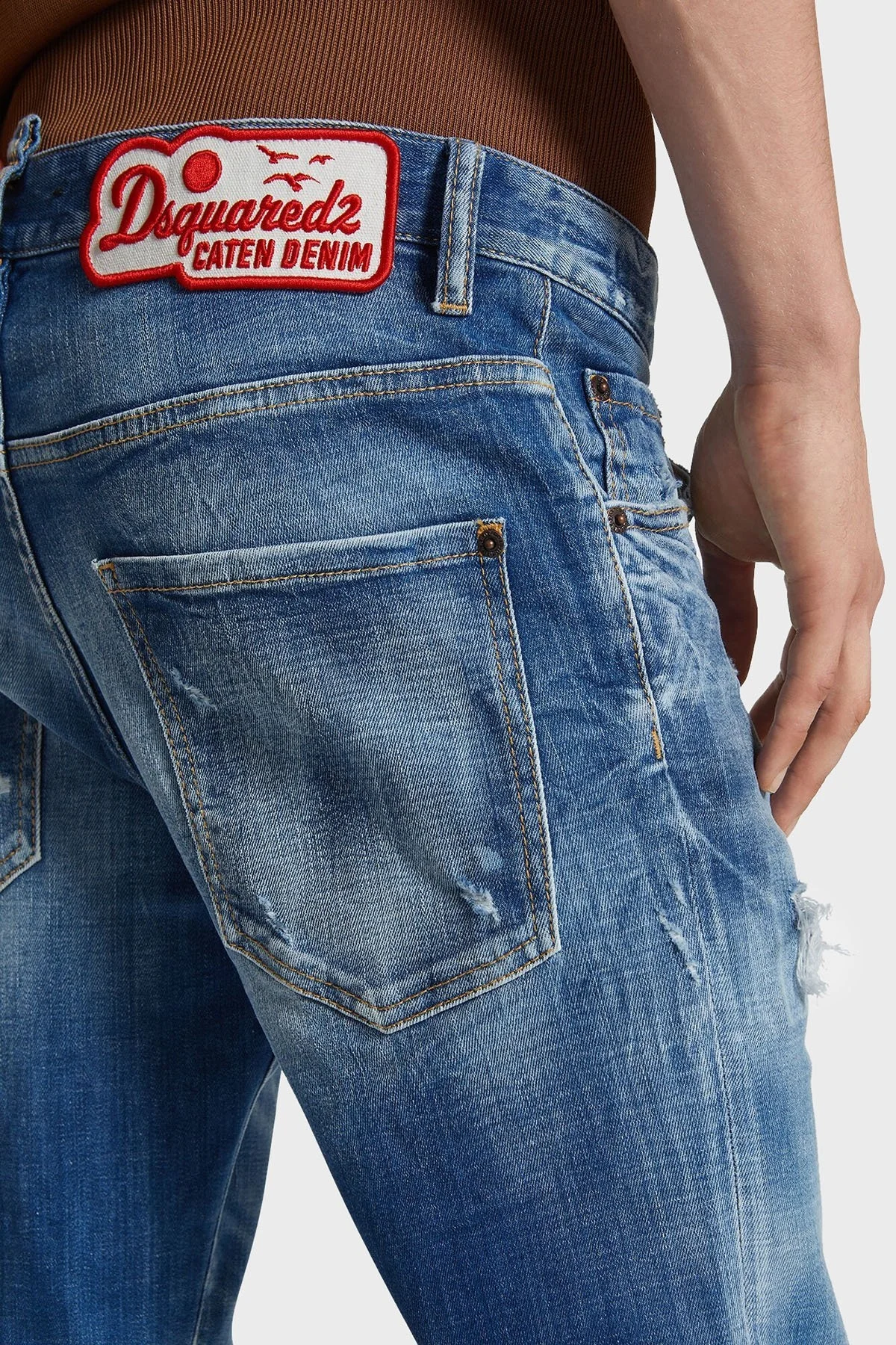 Dsquared2 Streç Pamuklu Skinny Fit Normal Bel Dar Paça Jeans Erkek Kot Pantolon S71LB1577 S30342 470 MAVİ - 10