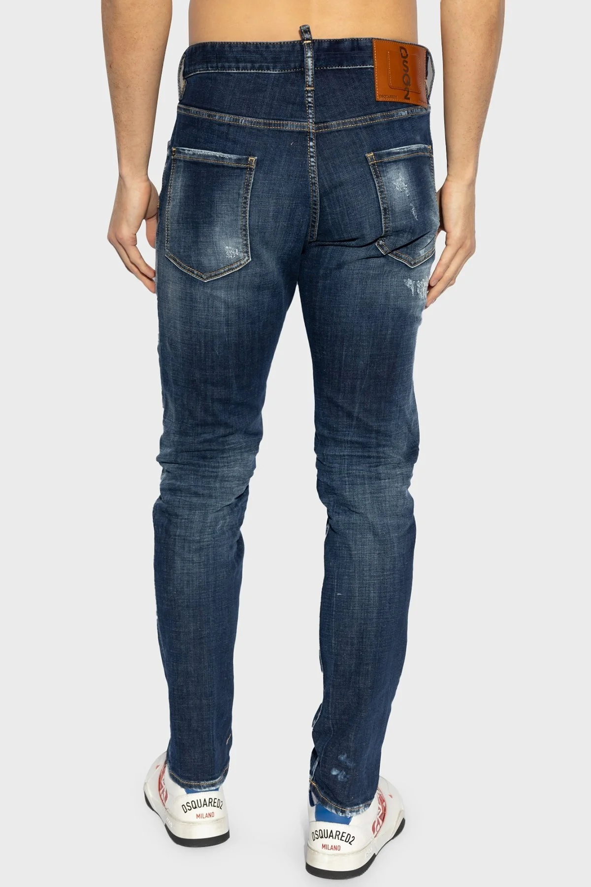 Dsquared2 Streç Pamuklu Skinny Fit Normal Bel Dar Paça Jeans Erkek Kot Pantolon S71LB1580 S30664 470 LACİVERT - 8