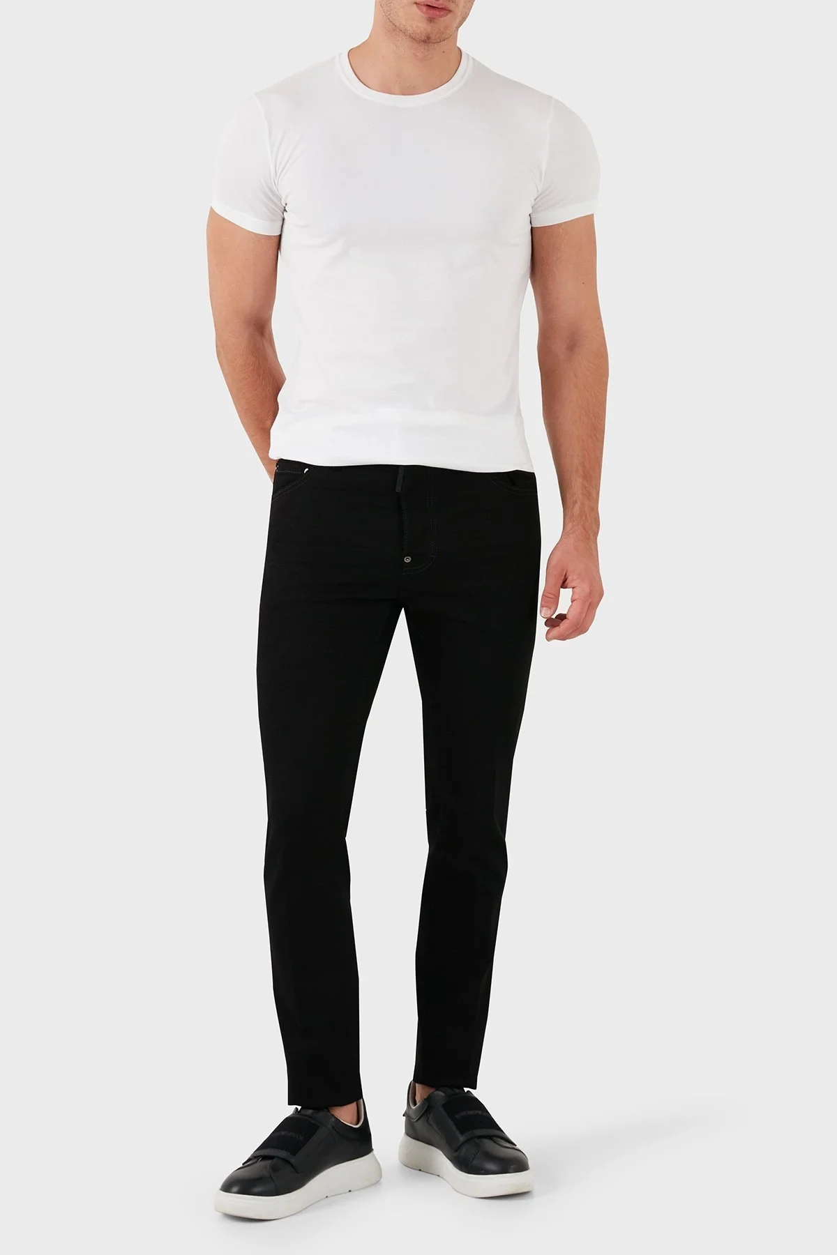 Dsquared2 Streç Pamuklu Slim Fit Dar Paça Jeans Erkek Kot Pantolon S71LB1350 S30564 900 SİYAH - 3