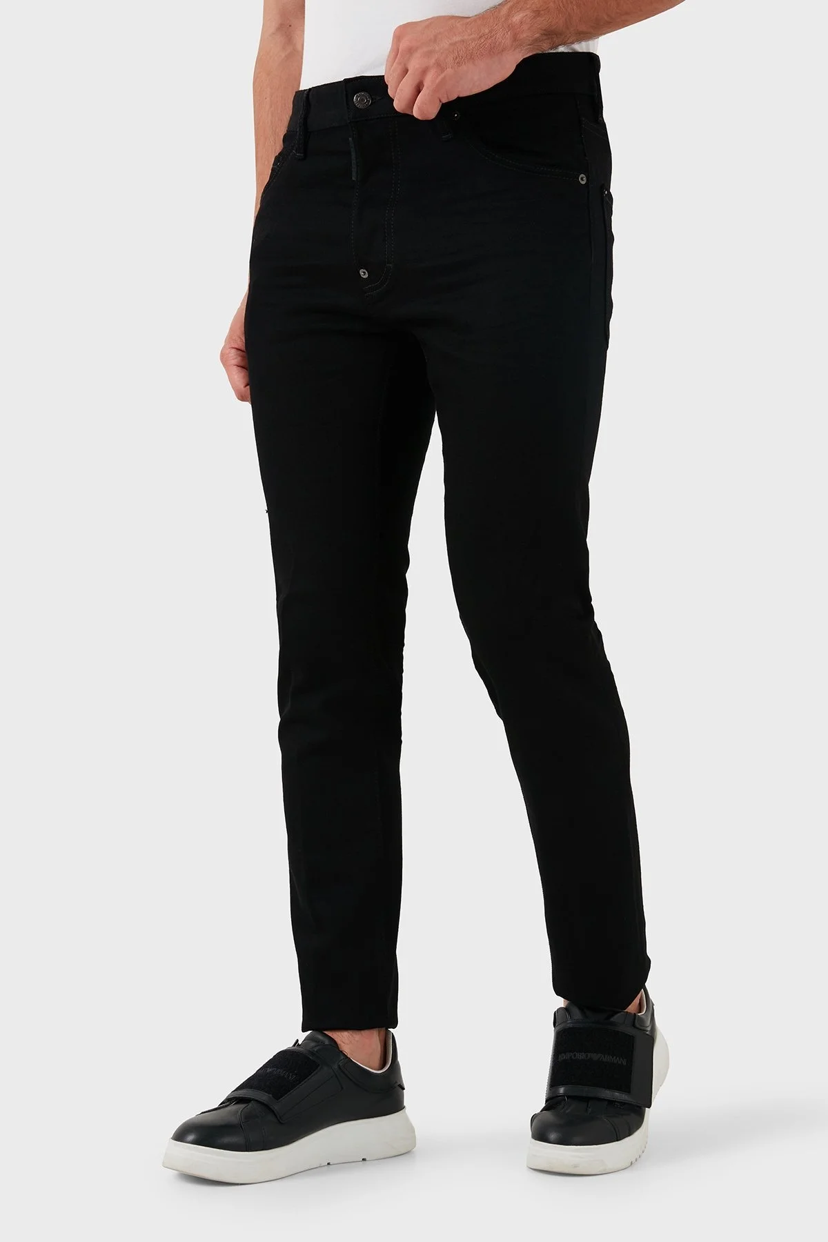 Dsquared2 Streç Pamuklu Slim Fit Dar Paça Jeans Erkek Kot Pantolon S71LB1350 S30564 900 SİYAH - 4