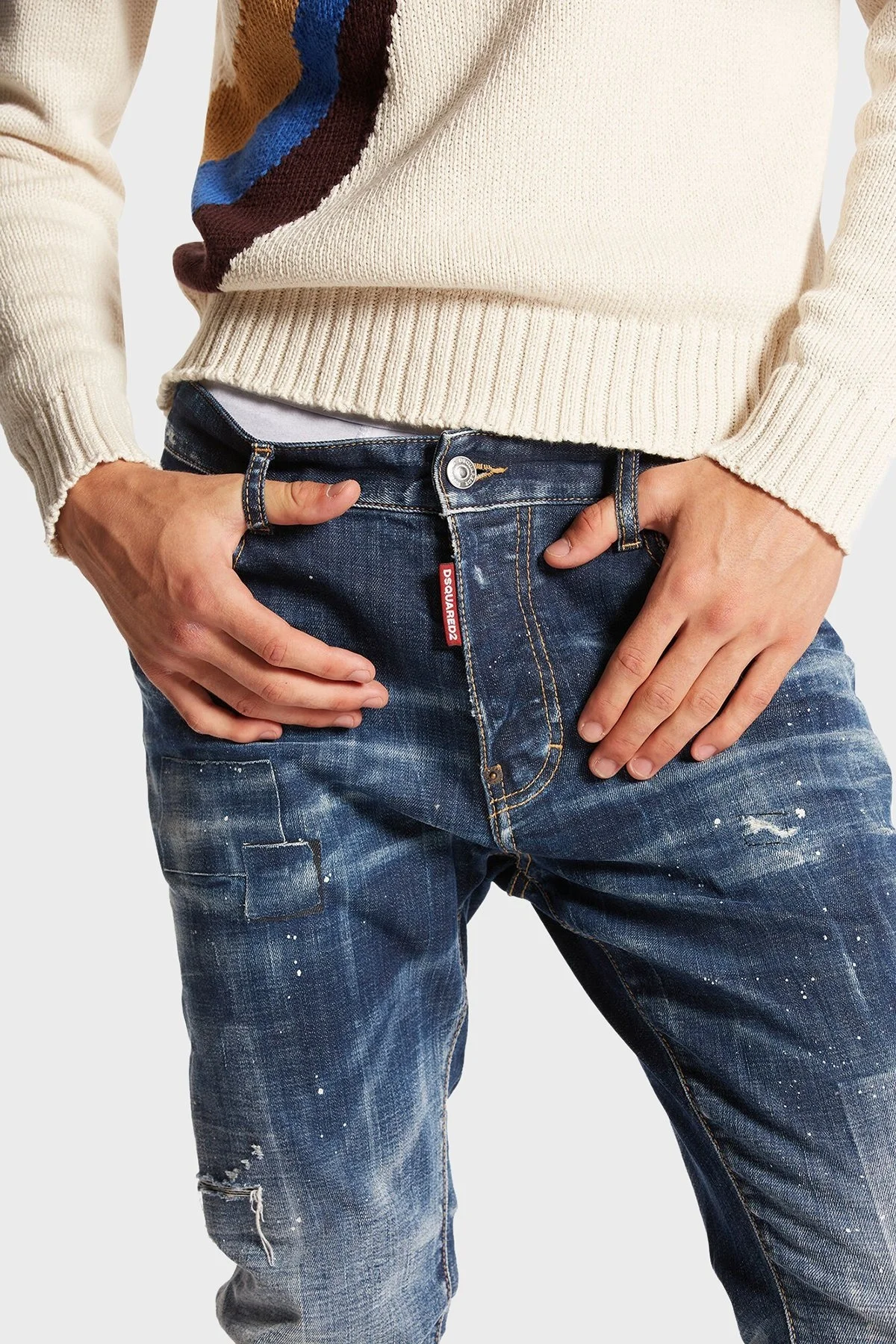 Dsquared2 Streç Pamuklu Slim Fit Jeans Erkek Kot Pantolon S71LB1368 S30342 470 LACİVERT - 3