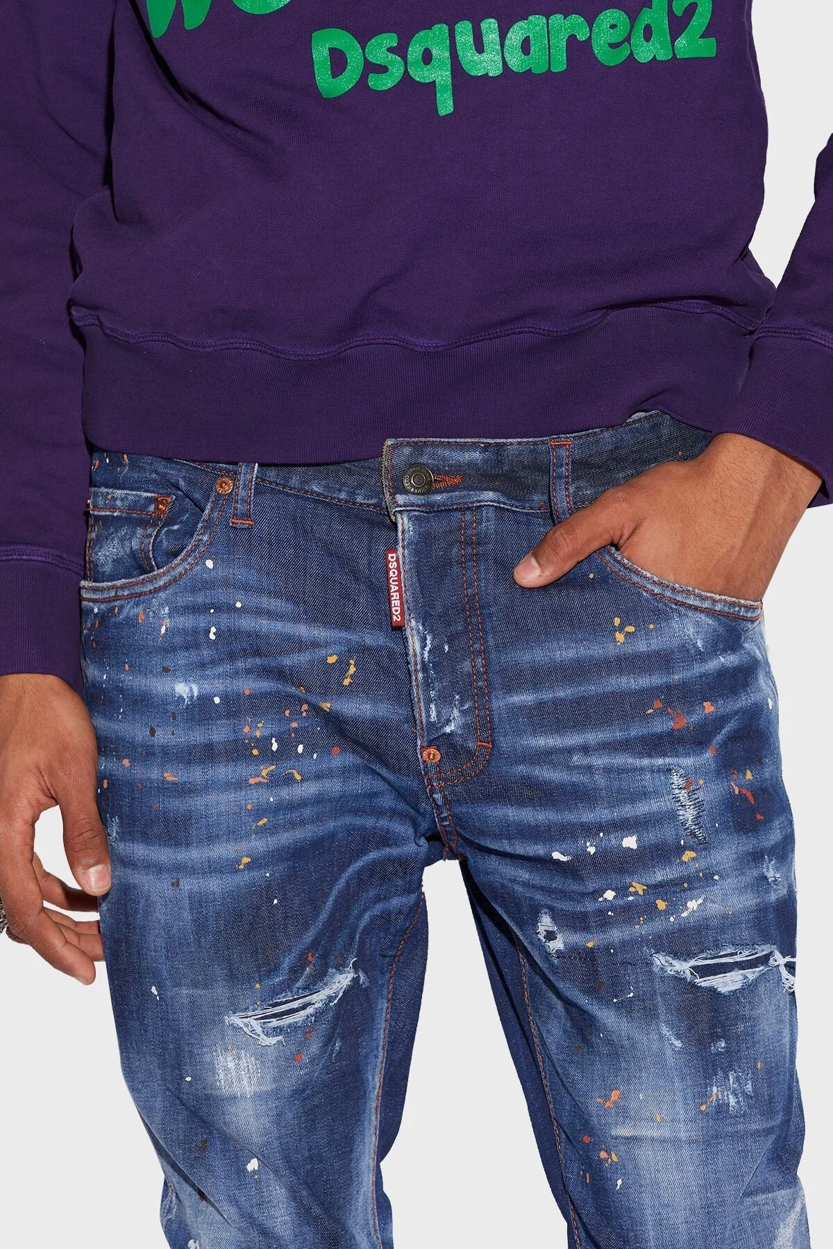 Dsquared2 Streç Pamuklu Super Twinky Skinny Fit Jeans Erkek Kot Pantolon S71LB1110 S30789 470 LACİVERT - 3