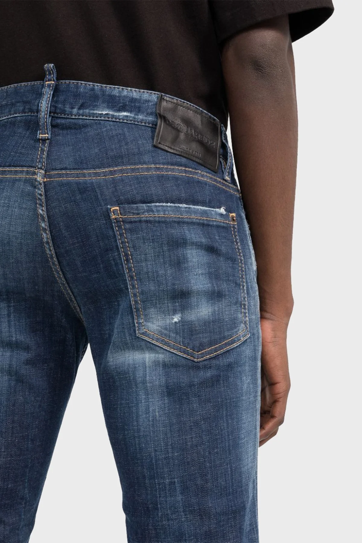 Dsquared2 Streç Pamuklu Yırtık Detaylı Normal Bel Dar Paça Slim Jeans Erkek Kot Pantolon S74LB1152 S30342 470 LACİVERT - 3
