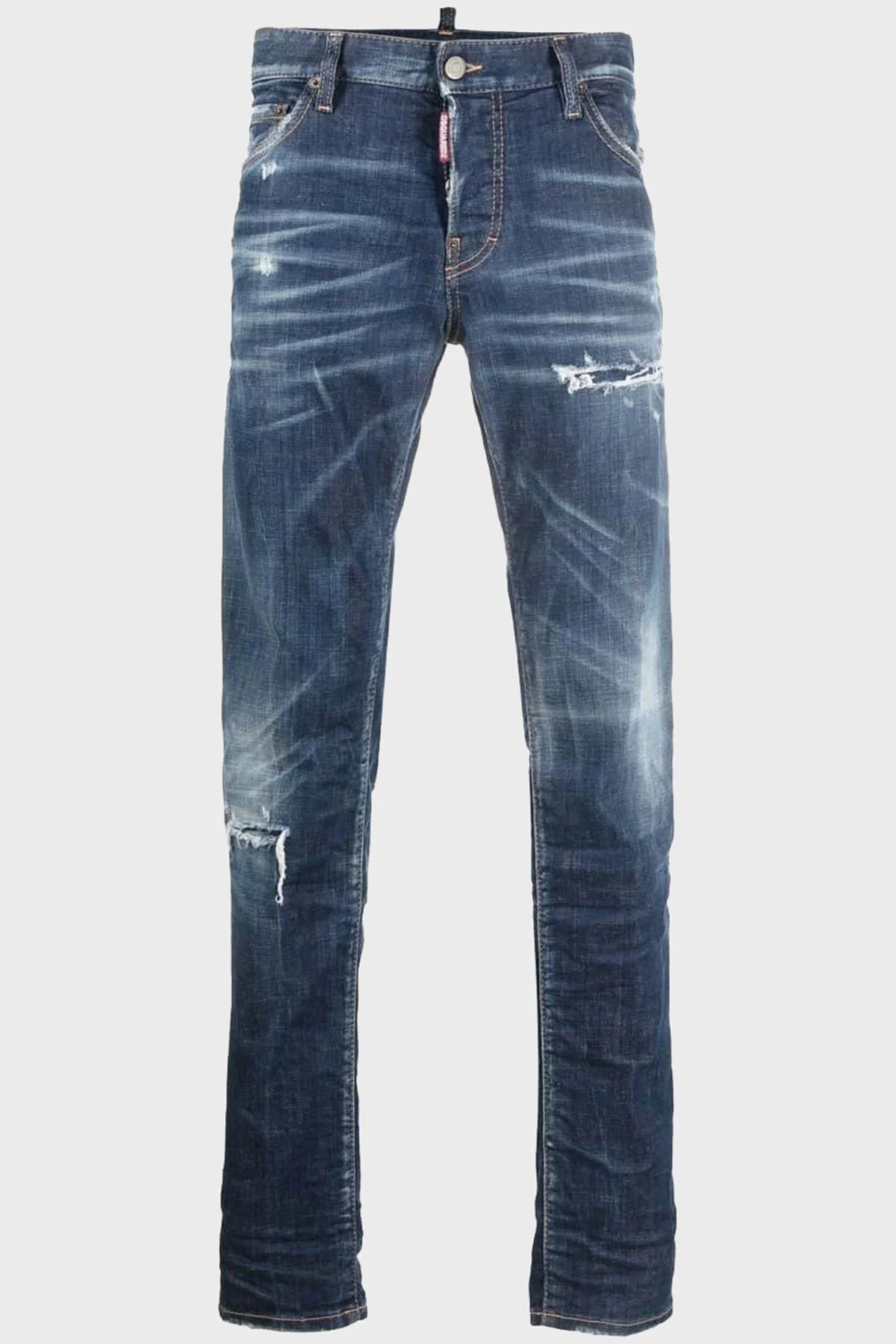Dsquared2 Streç Pamuklu Yırtık Detaylı Normal Bel Dar Paça Slim Jeans Erkek Kot Pantolon S74LB1152 S30342 470 LACİVERT - 5