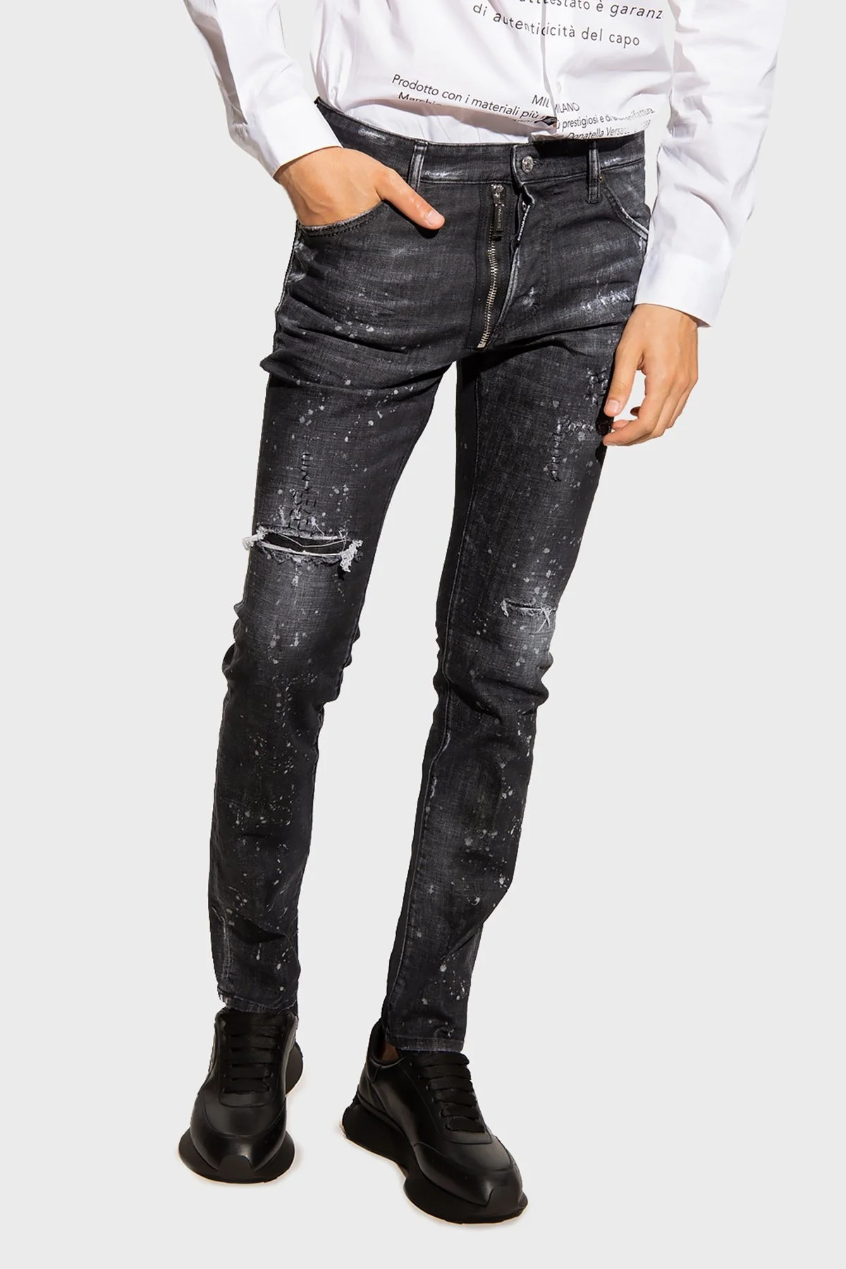 Dsquared2 Streç Pamuklu Yırtık Detaylı Normal Bel Regular Fit Cool Guy Jeans Erkek Kot Pantolon S74LB1184 S30357 900 SİYAH - 1