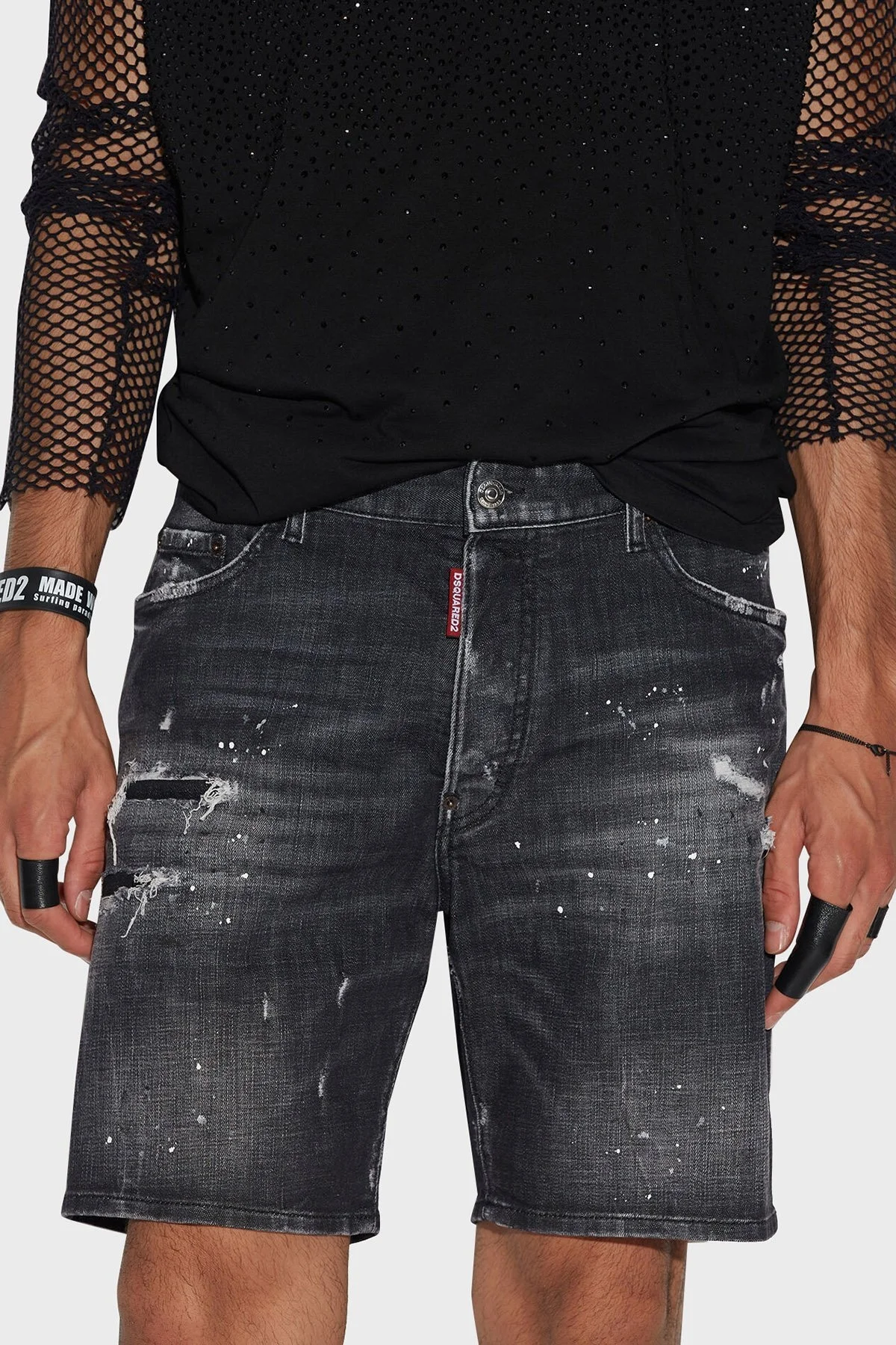 Dsquared2 Yırtık Detaylı Normal Bel Regular Fit Denim Erkek Short S74MU0773 S30357 900 SİYAH - 2