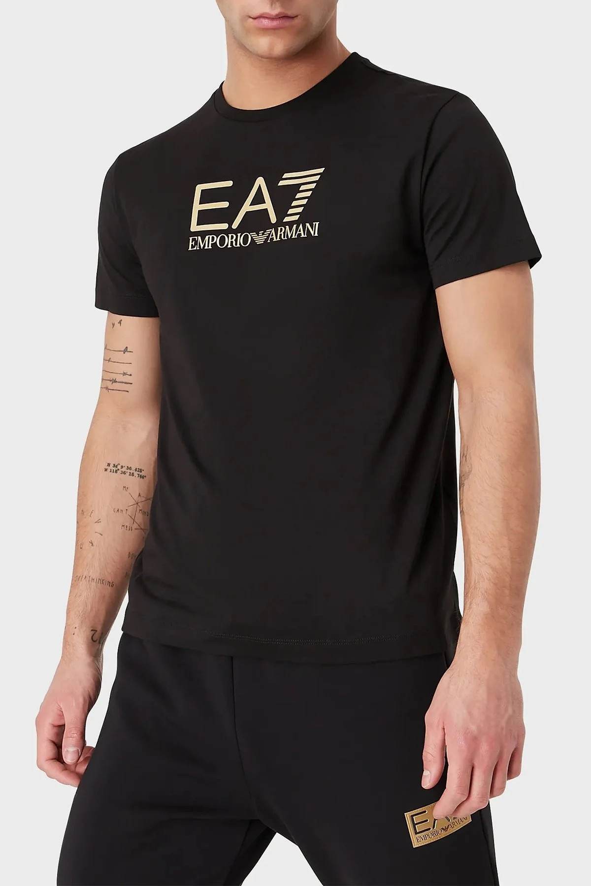 EA7 % 100 Pamuk Regular Fit Bisiklet Yaka Erkek T Shirt 6LPT12 PJM9Z 1200 SİYAH - 1