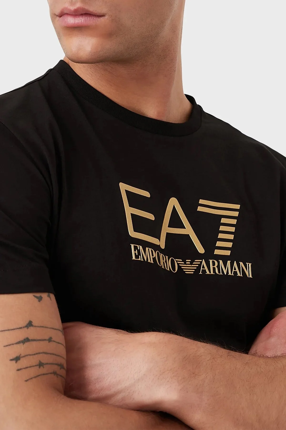 EA7 % 100 Pamuk Regular Fit Bisiklet Yaka Erkek T Shirt 6LPT12 PJM9Z 1200 SİYAH - 2