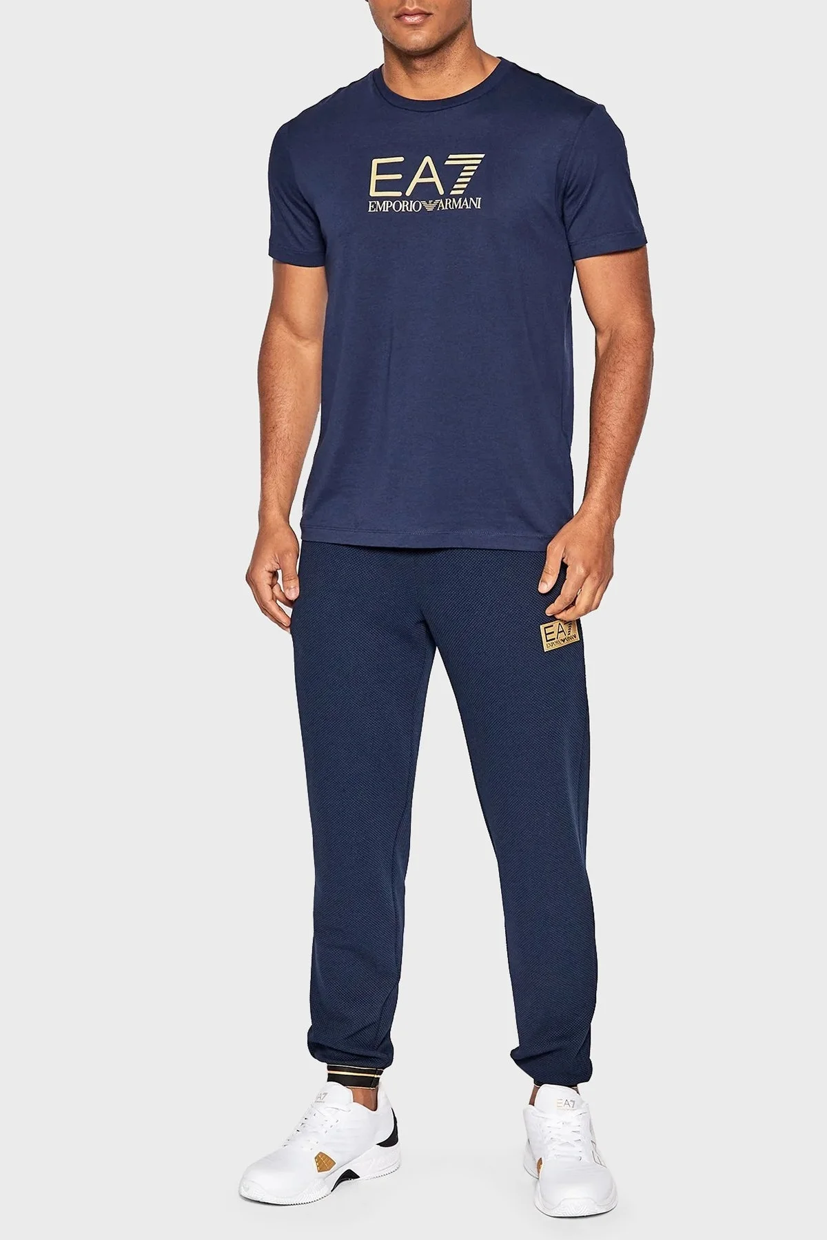 EA7 % 100 Pamuk Regular Fit Bisiklet Yaka Erkek T Shirt 6LPT12 PJM9Z 1554 LACİVERT - 1