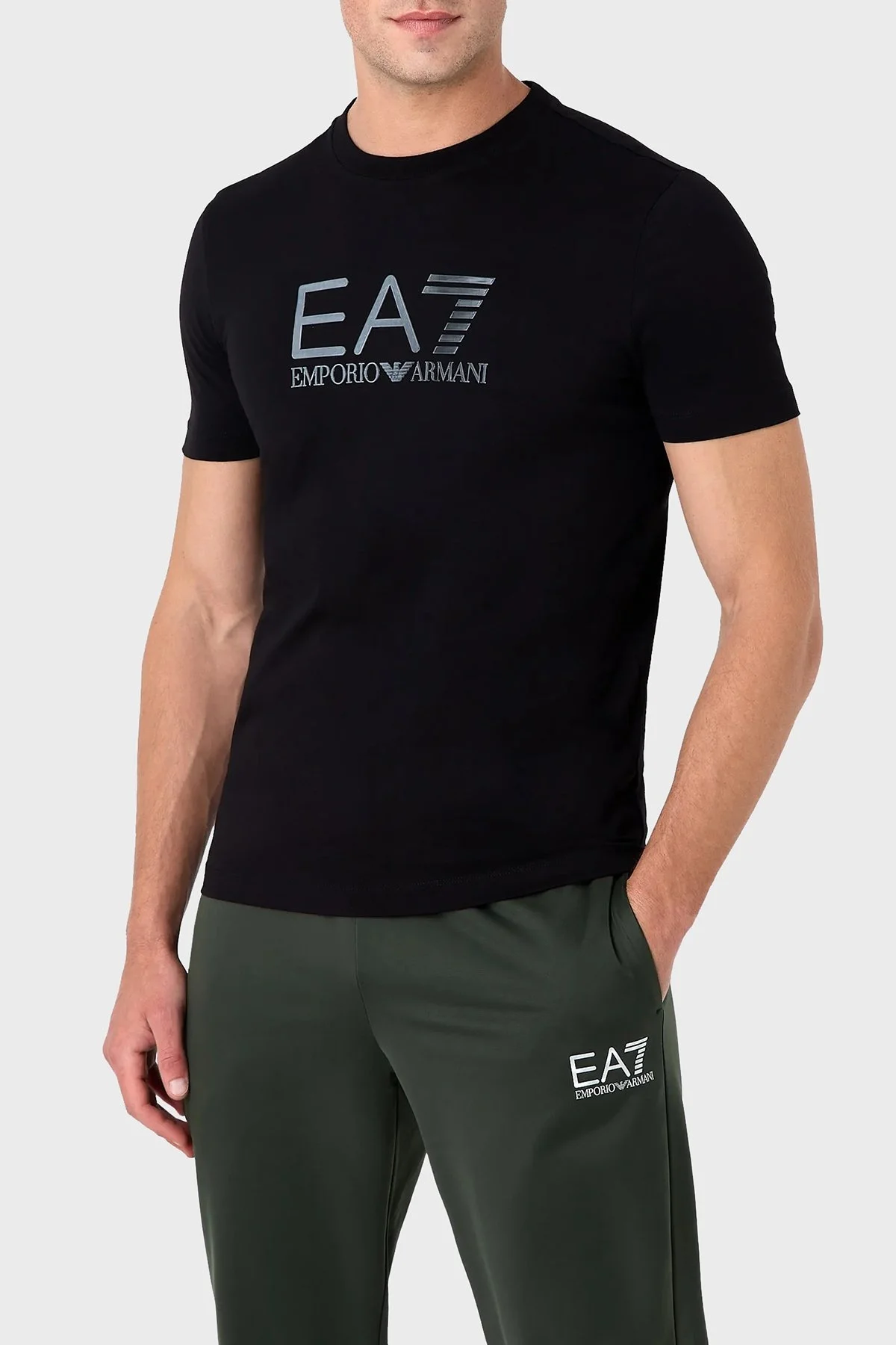 EA7 % 100 Pamuk Regular Fit Bisiklet Yaka Erkek T Shirt 6RPT71 PJM9Z 1200 SİYAH - 1