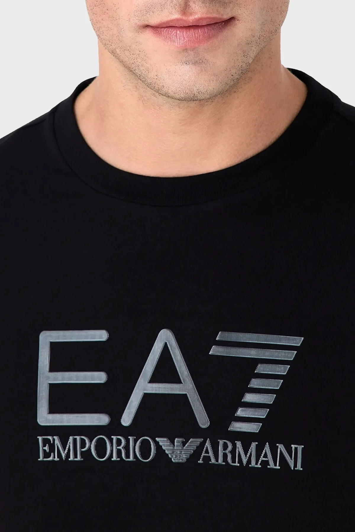 EA7 % 100 Pamuk Regular Fit Bisiklet Yaka Erkek T Shirt 6RPT71 PJM9Z 1200 SİYAH - 4