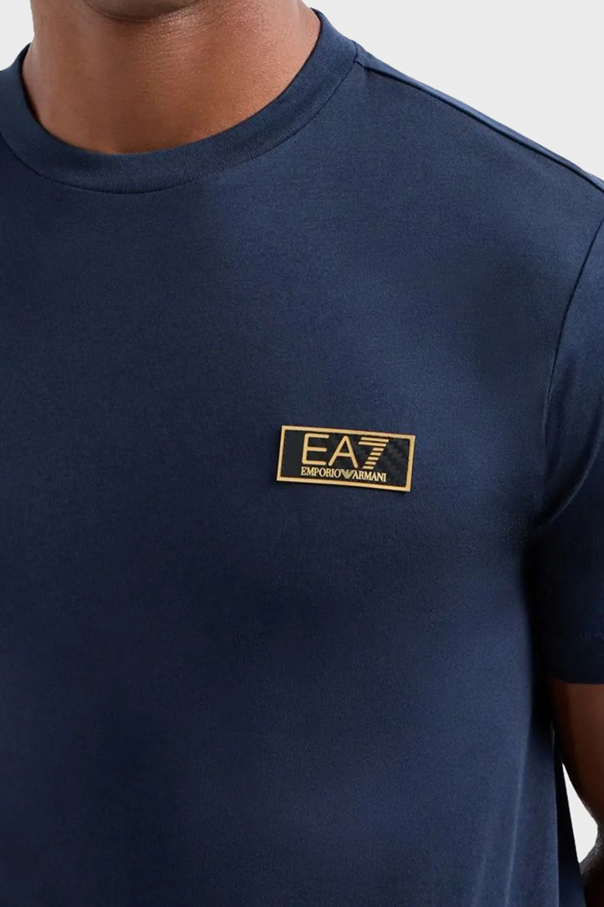 EA7 % 100 Pamuk Regular Fit Bisiklet Yaka Erkek T Shirt 7M000021 AF10170 UB102 LACİVERT - 4