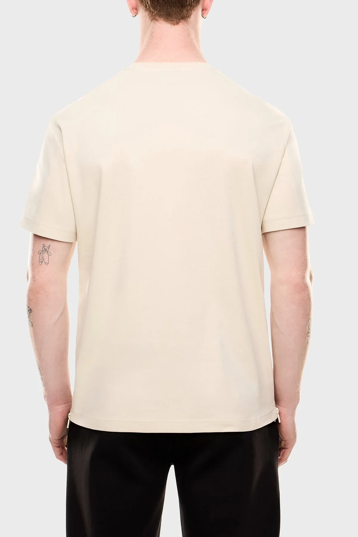 EA7 % 100 Pamuk Regular Fit Bisiklet Yaka Logolu Erkek T Shirt 7M000516 AF14616 U1079 KREM - 3