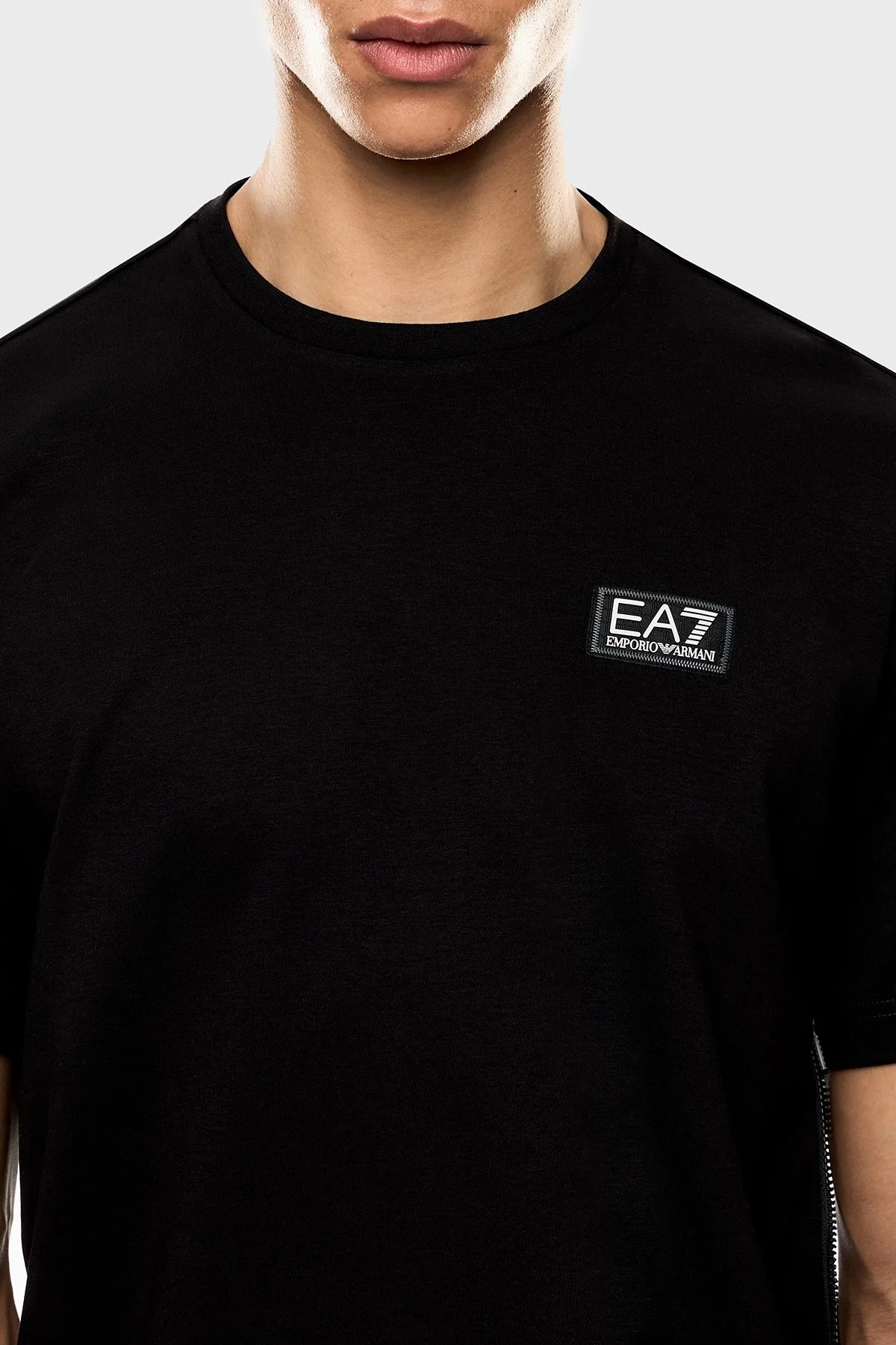 EA7 % 100 Pamuk Regular Fit Bisiklet Yaka Logolu Erkek T Shirt 7M000516 AF14616 UC001 SİYAH - 4