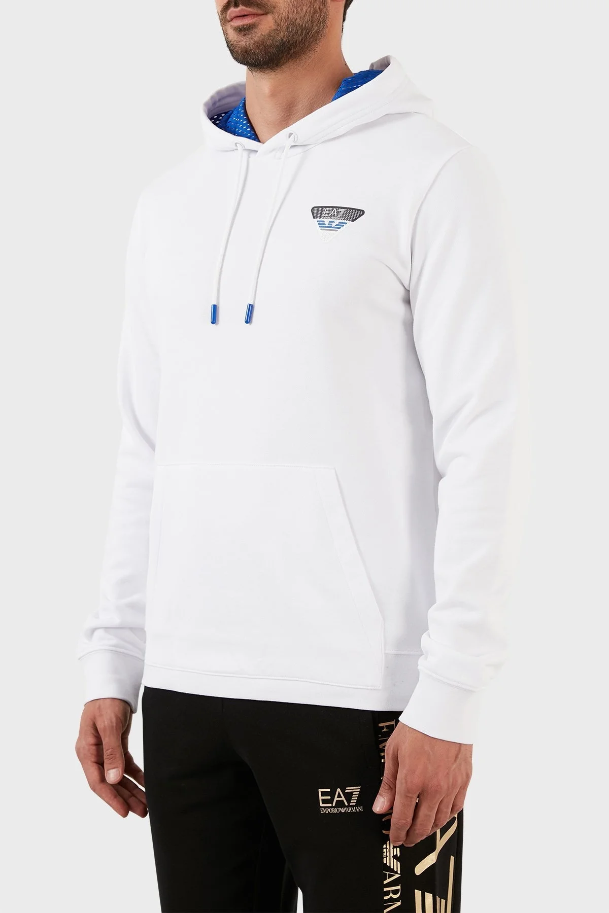 EA7 % 100 Pamuk Regular Fit Cepli Kapüşonlu Erkek Sweat 6LPM72 PJEQZ 1100 BEYAZ - 2