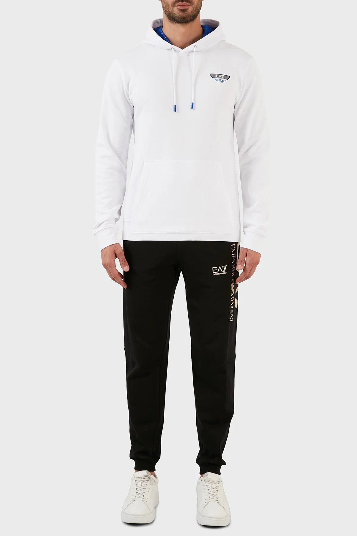 EA7 % 100 Pamuk Regular Fit Cepli Kapüşonlu Erkek Sweat 6LPM72 PJEQZ 1100 BEYAZ - 4