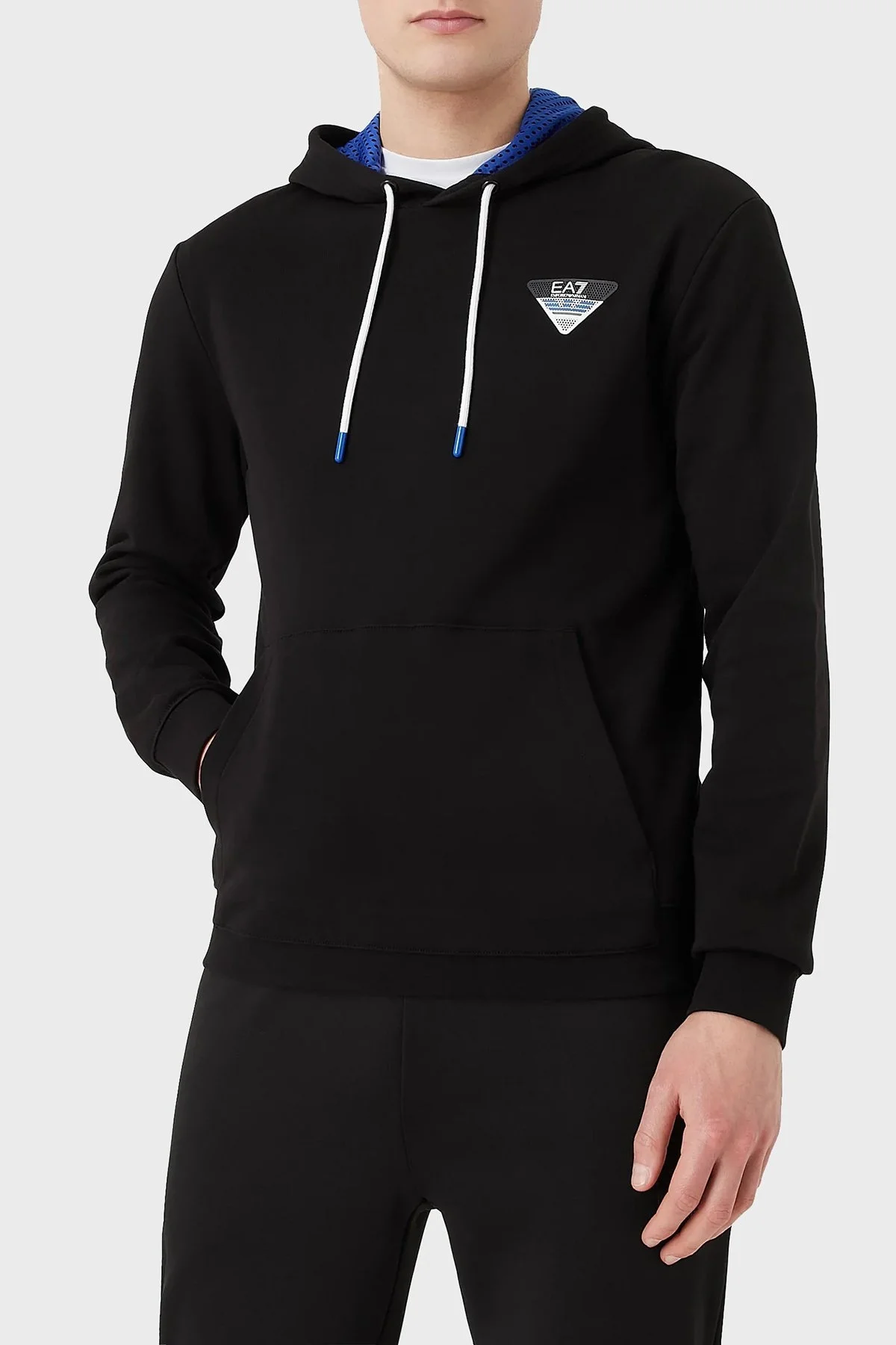 EA7 % 100 Pamuk Regular Fit Cepli Kapüşonlu Erkek Sweat 6LPM72 PJEQZ 1200 SİYAH - 1