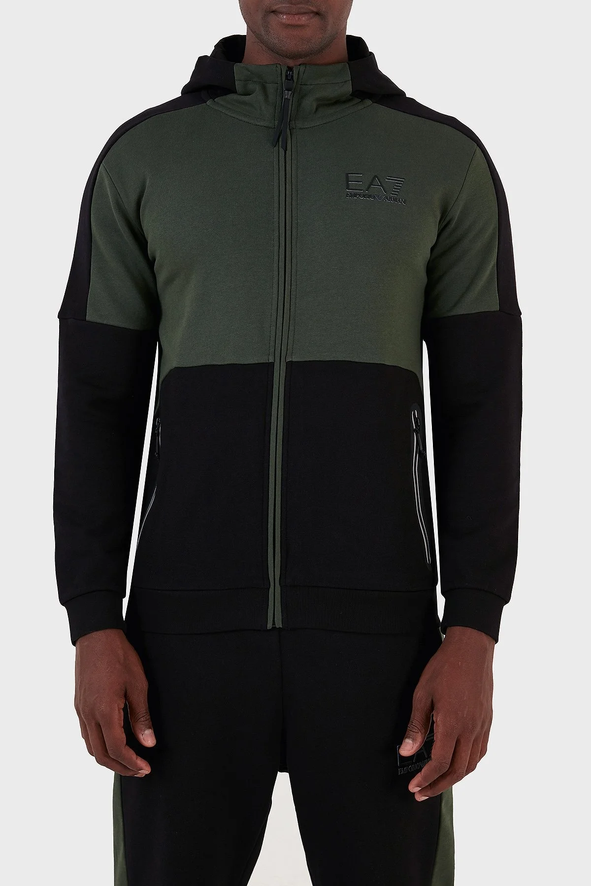 EA7 % 100 Pamuk Regular Fit Kapüşonlu Erkek Sweat 6RPM33 PJEQZ 1200 SİYAH - 1