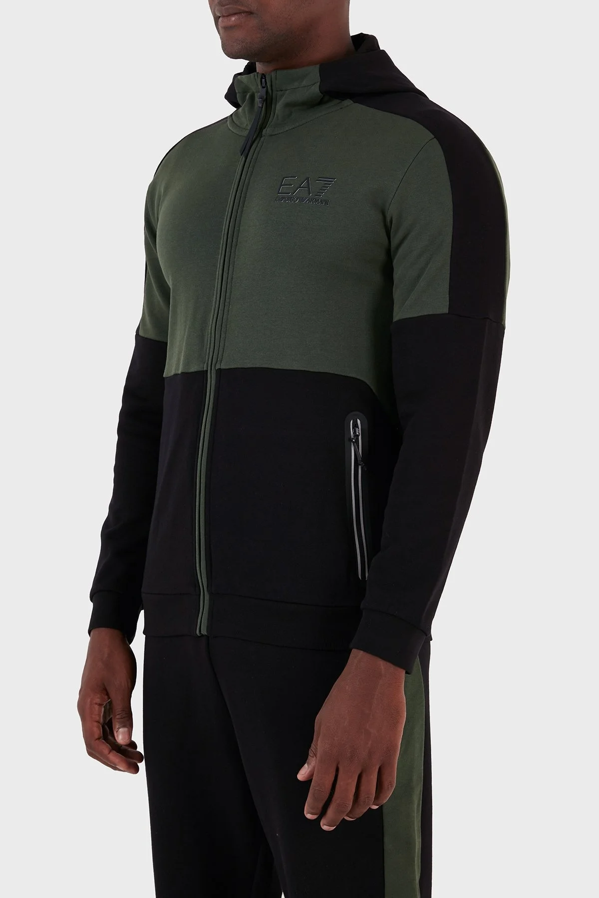 EA7 % 100 Pamuk Regular Fit Kapüşonlu Erkek Sweat 6RPM33 PJEQZ 1200 SİYAH - 2